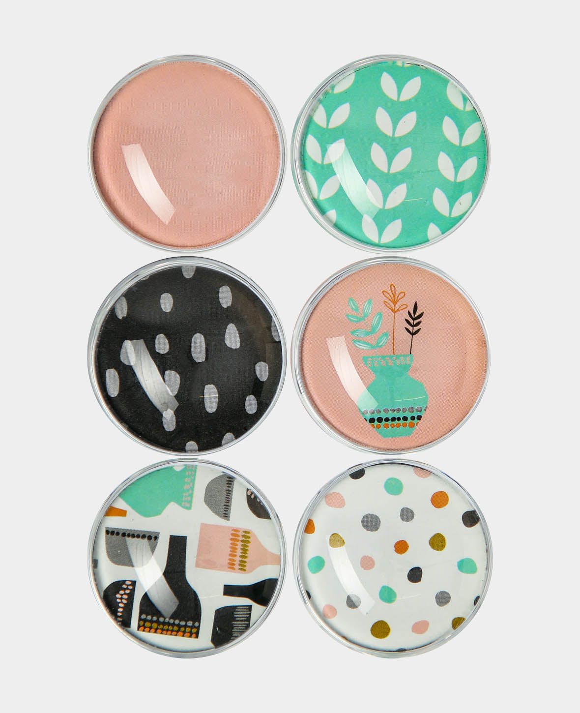 Magnets Glass Fresh, Decorative Magnets, Colorful, ø 3 x 1 cm, 6 Pieces