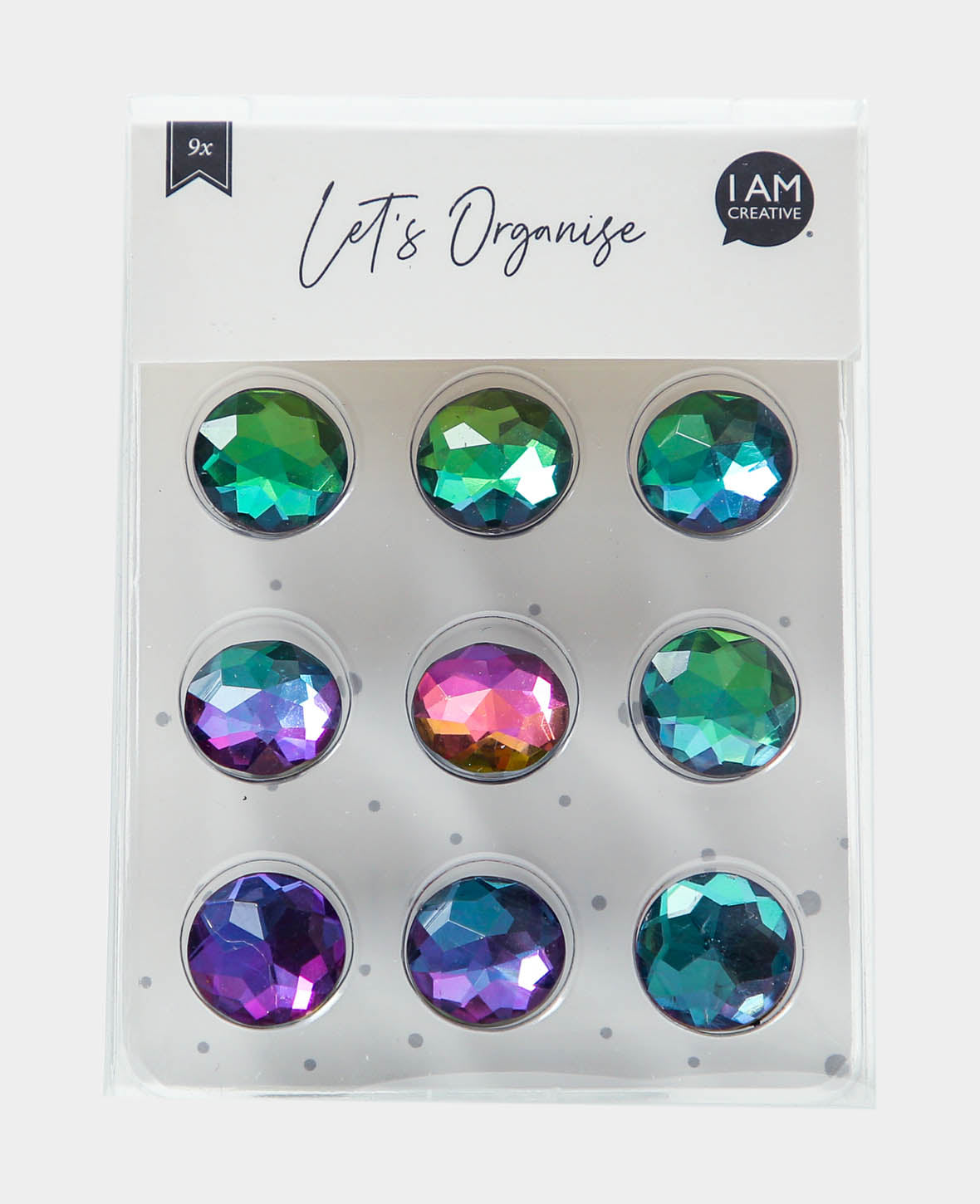 Acrylic Jewel Magnets, Decorative Magnets, Colorful, ø 1.6 x 1.1 cm, 9 Pieces