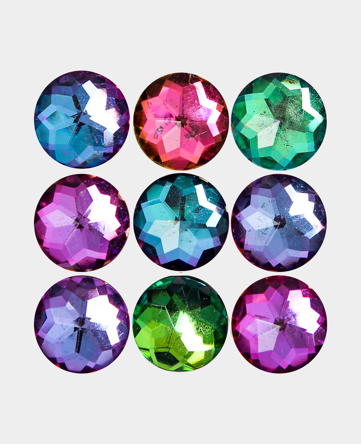 Acrylic Jewel Magnets, Decorative Magnets, Colorful, ø 1.6 x 1.1 cm, 9 Pieces