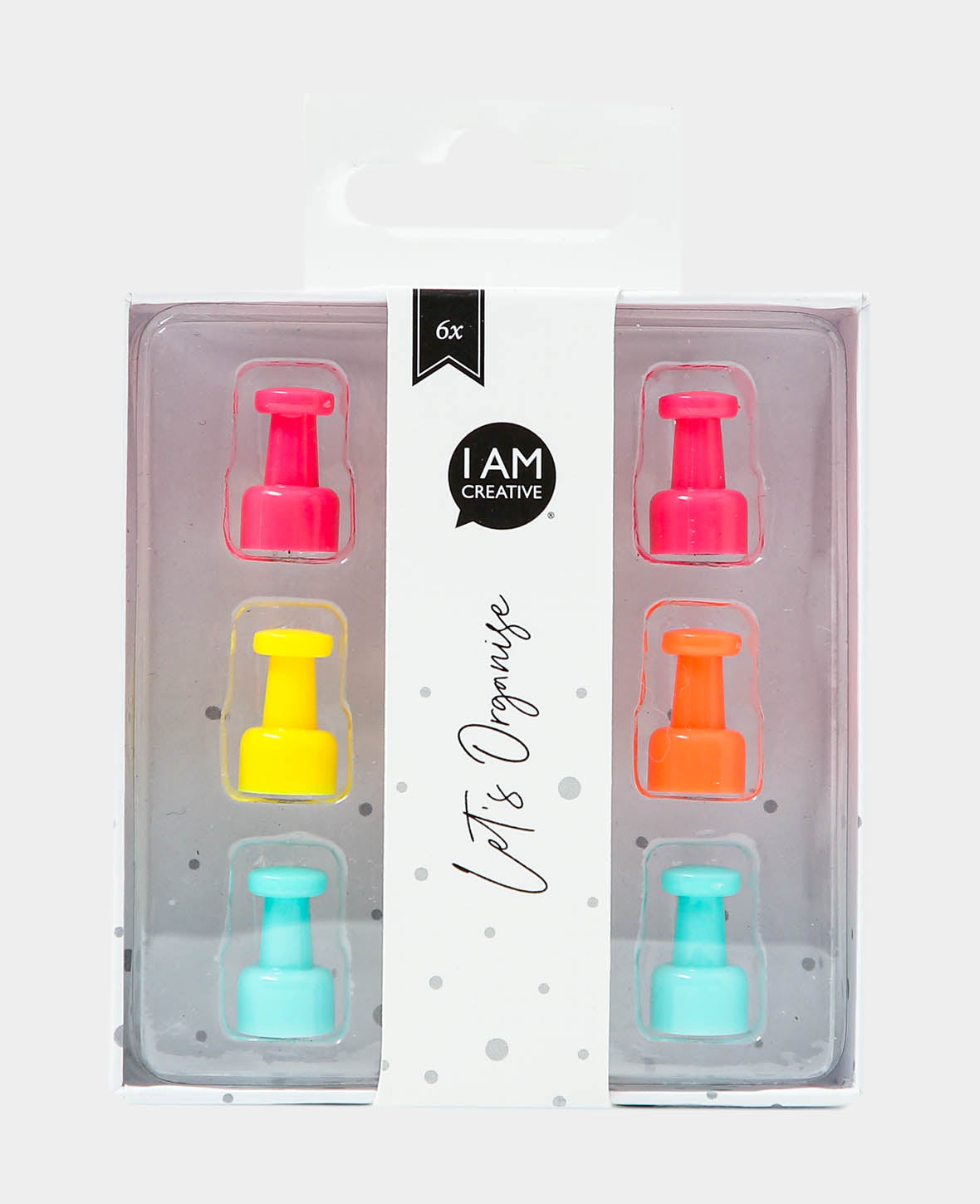 Magnetic Pins, Cone Magnets, Multicolored, ø 1 x 1.8 cm, 6 Pieces