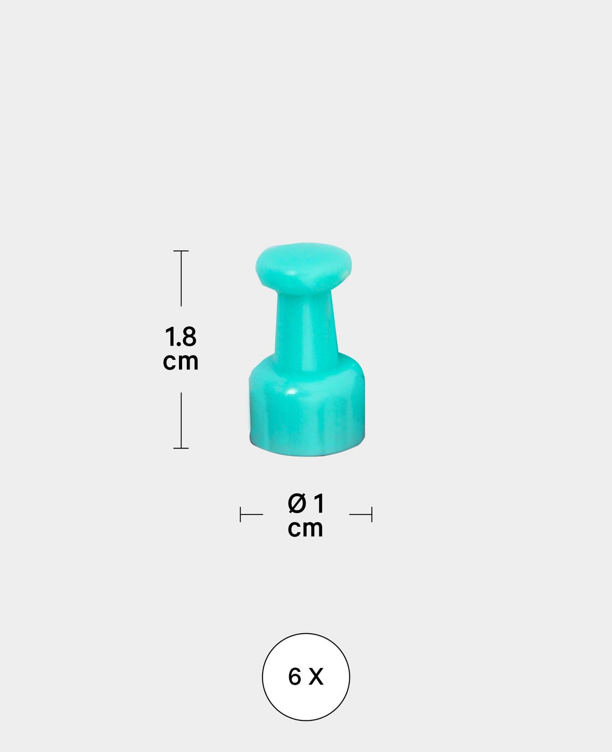 Aimants Punaise, aimants coniques, colorés, ø 1 x 1.8 cm, 6 pièces