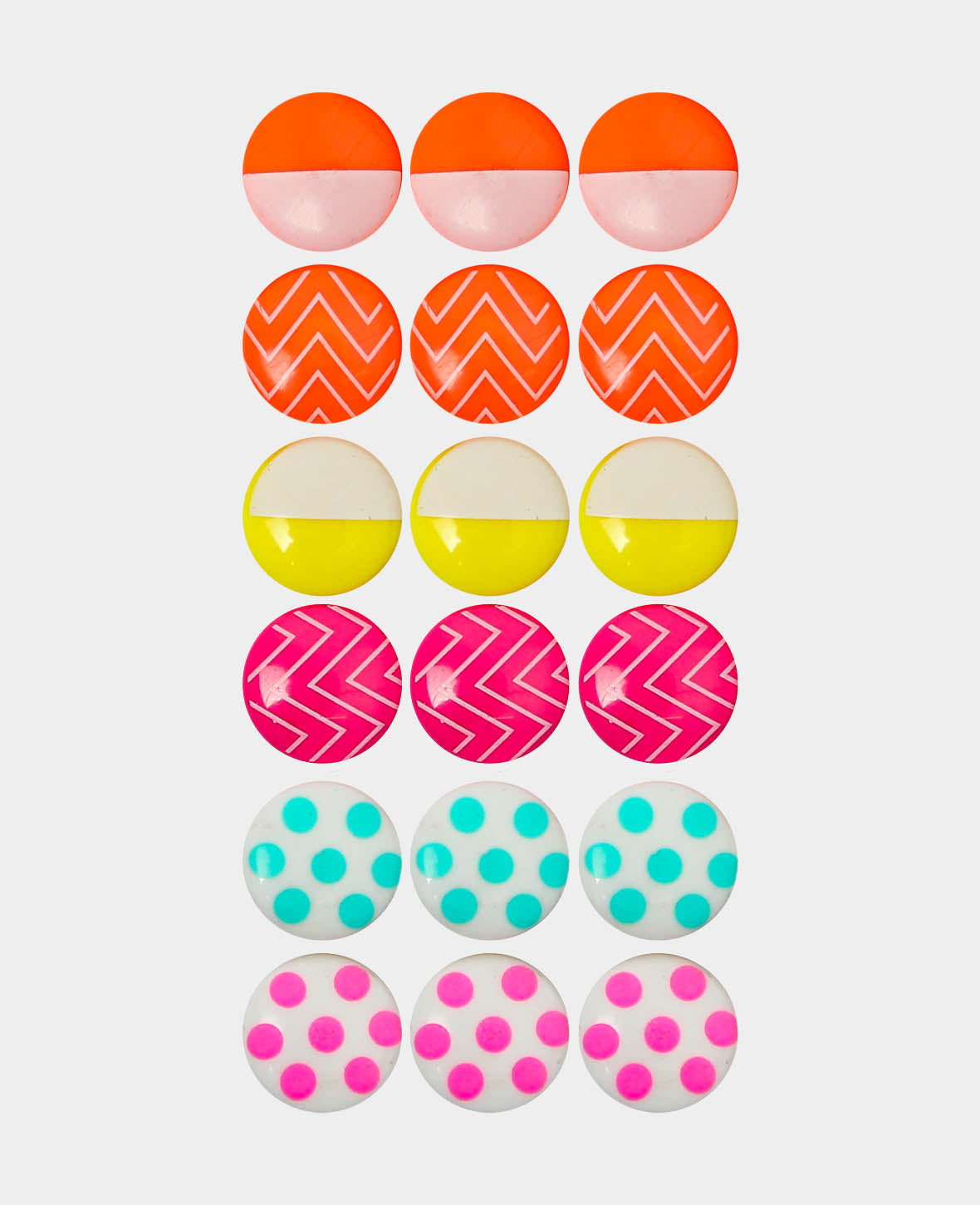 Magnets Mini Neon, Push Pin Magnets, Assorted, ø 1 x 0.6 cm, 18 pieces