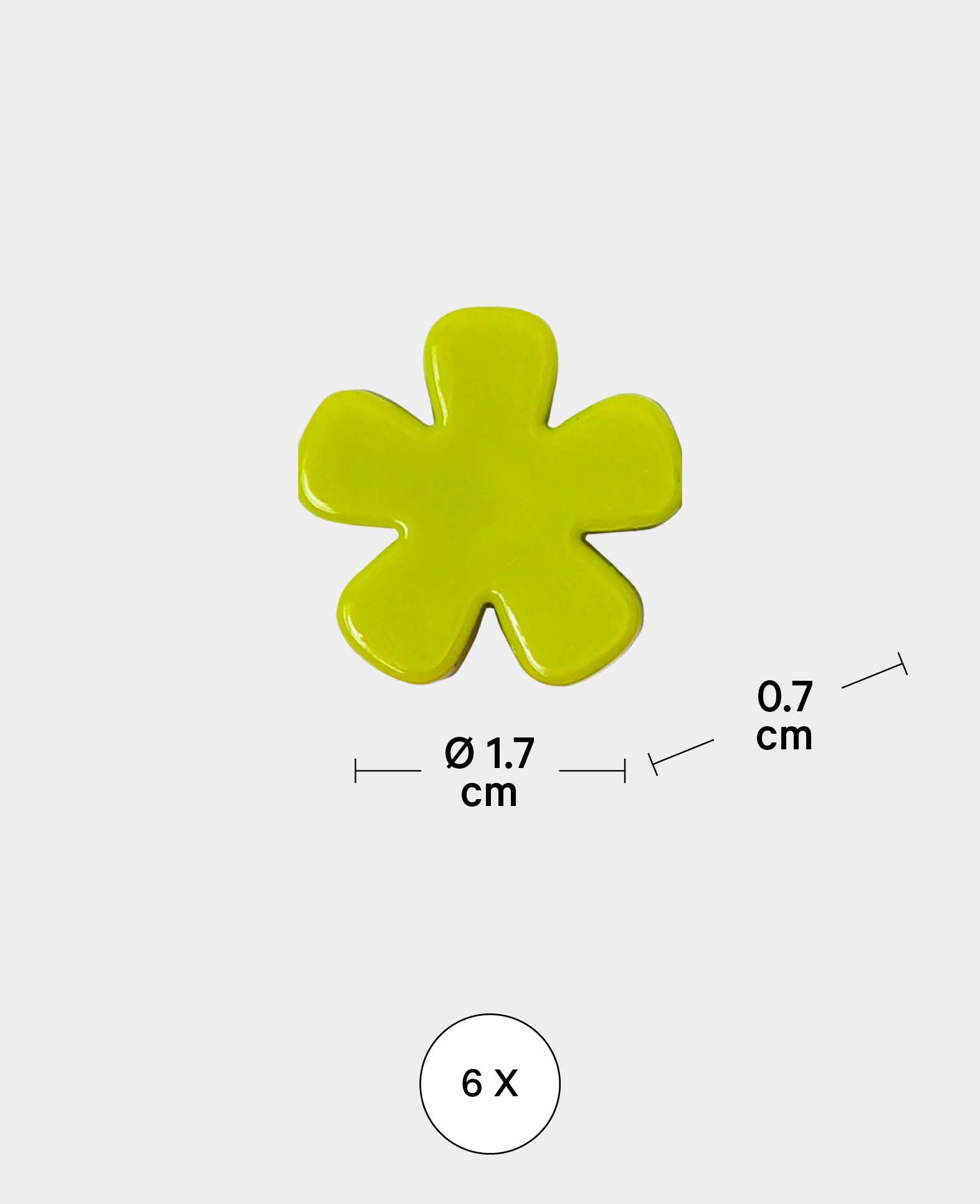 Magnets Flower, Decorative Magnets, Pink & Light Green, ø 1.7 x 0.7 cm, 6 pieces