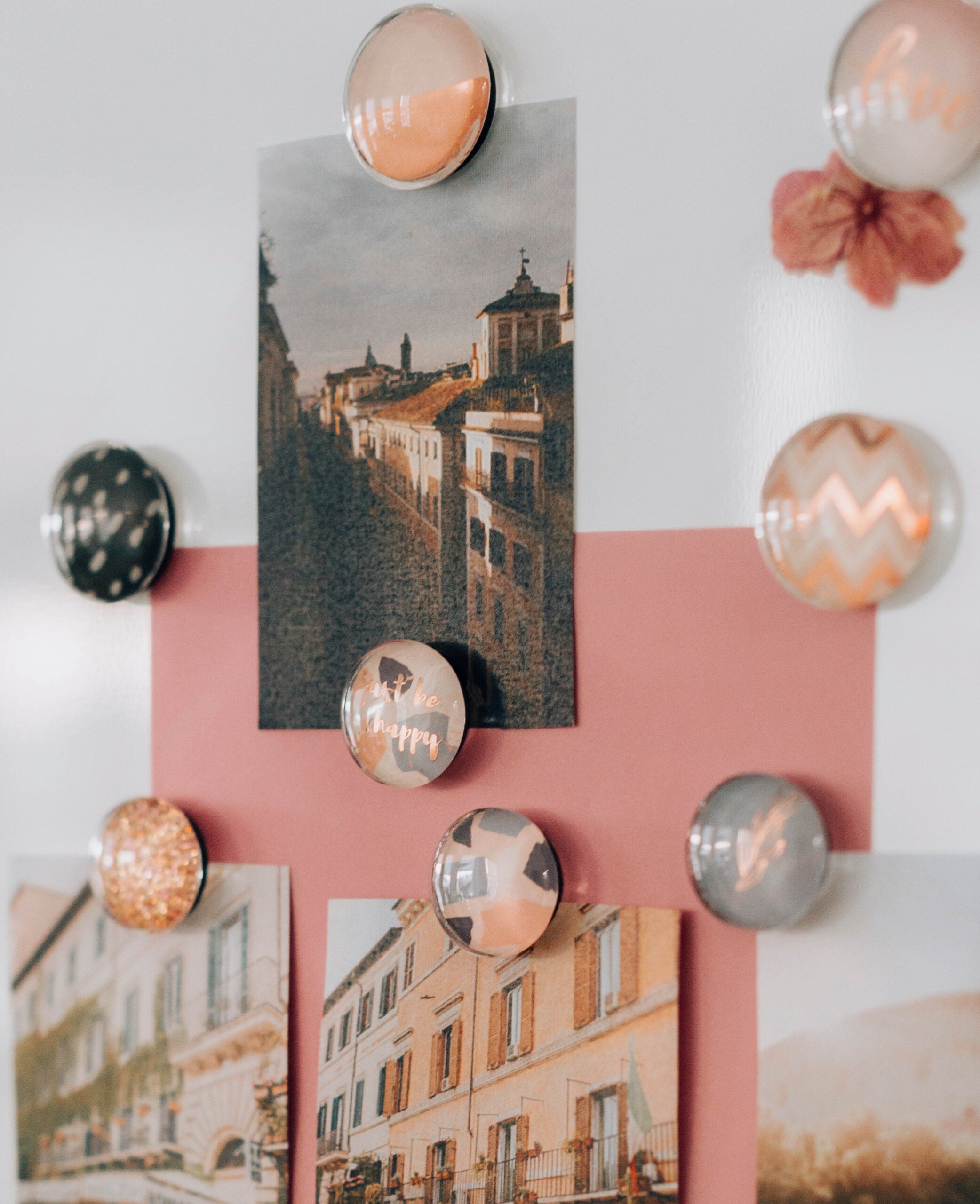 Magnets Glass Love, Decorative Magnets, Colourful, ø 3 x 1 cm, 6 Pieces