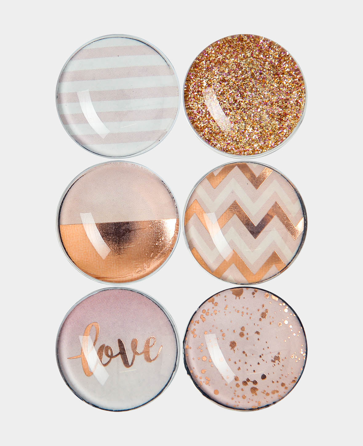 Magnets Glass Love, Decorative Magnets, Colourful, ø 3 x 1 cm, 6 Pieces