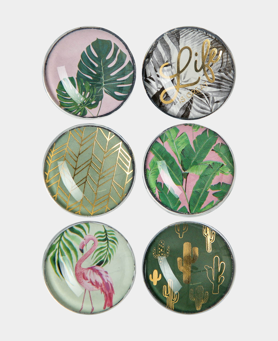Magnets Glass Nature, Decorative Magnets, Colorful, ø 3 x 1 cm, 6 pieces