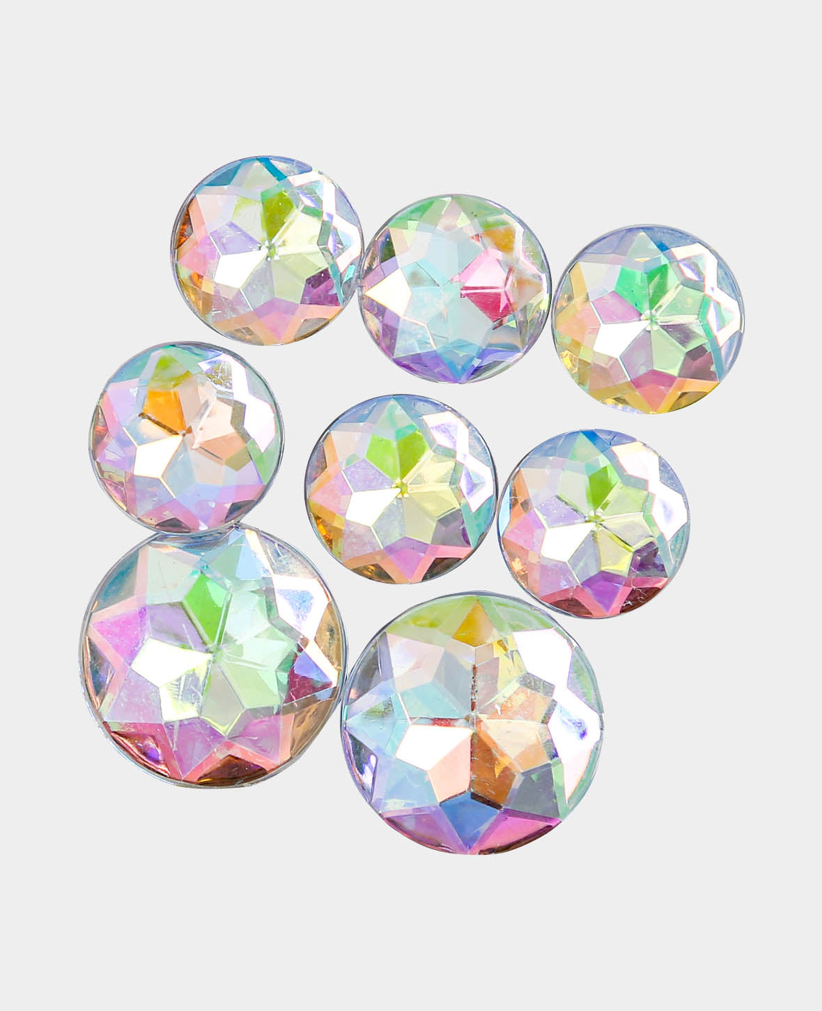 Iridescent Acrylic Glass Jewel Magnets, Decorative Magnets, Colorful, ø 2.2 x 1.1 cm & ø 1.6 x 1.1 cm, 8 pieces