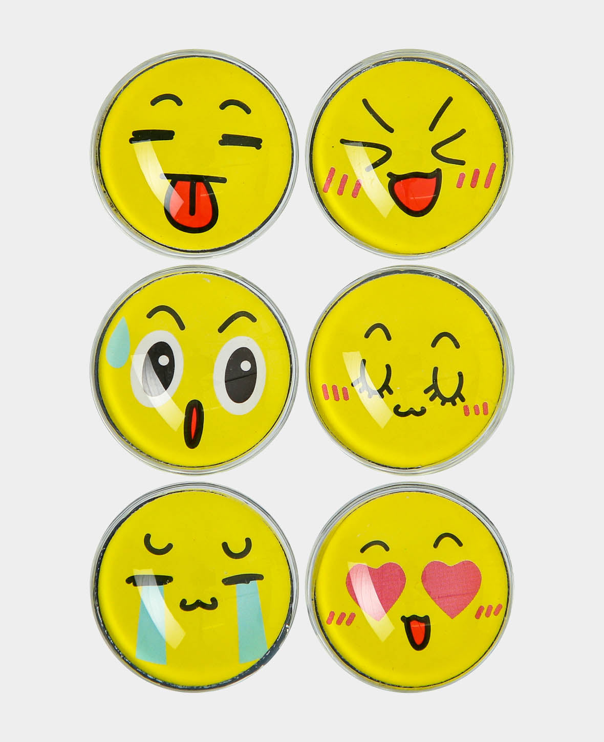 Magnets Glass Smileys, Decorative Magnets, Colorful, ø 3 x 1 cm, 6 pieces
