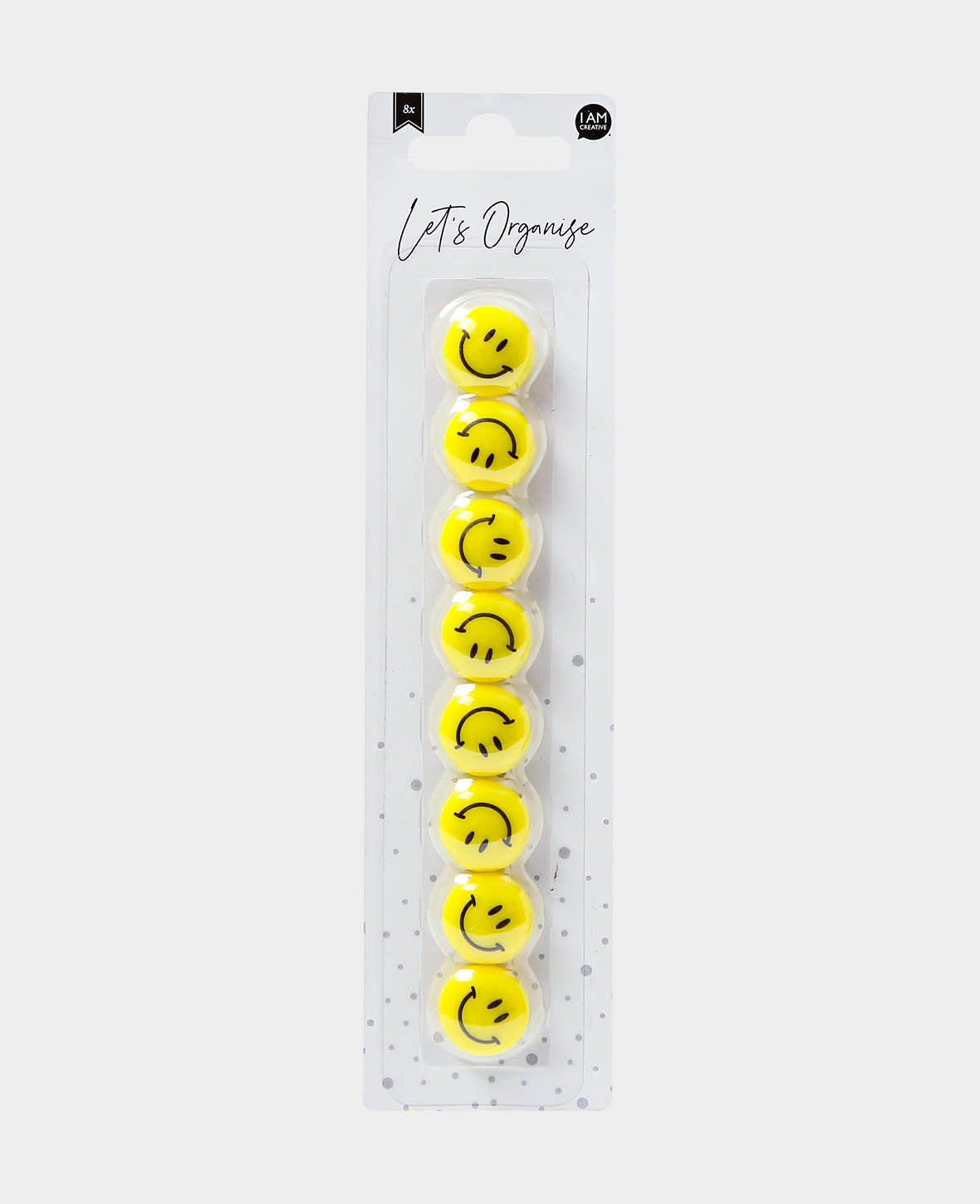 Smiley Magnets, Decorative Magnets, Yellow & Black, ø 2 cm, 8 pieces