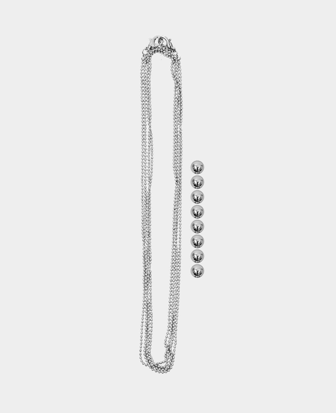 Photo rope with carabiner clasps, silver, 1.2 m / ø 0.5 cm