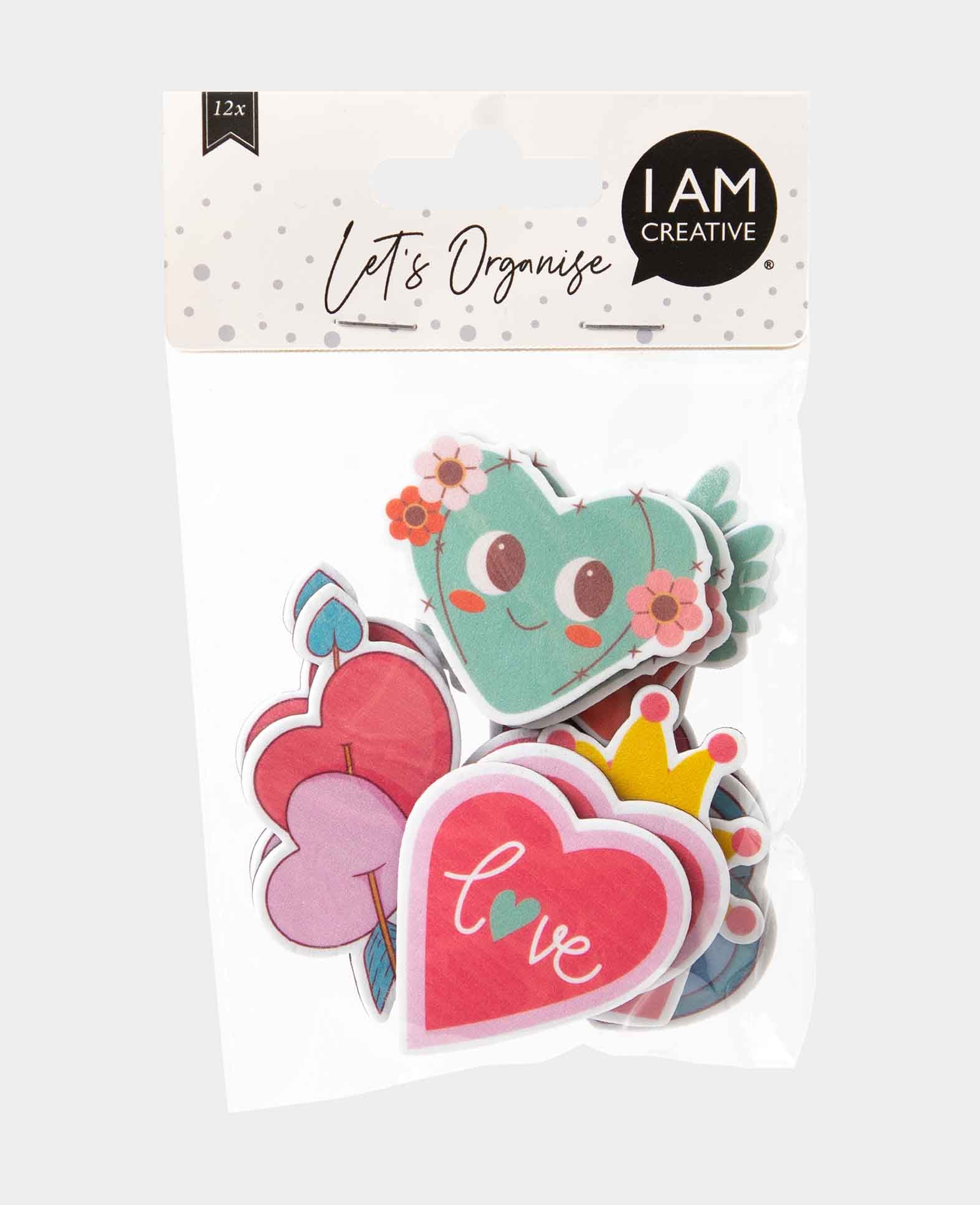Heart Magnets, for crafts, games and decoration, 12 pcs.