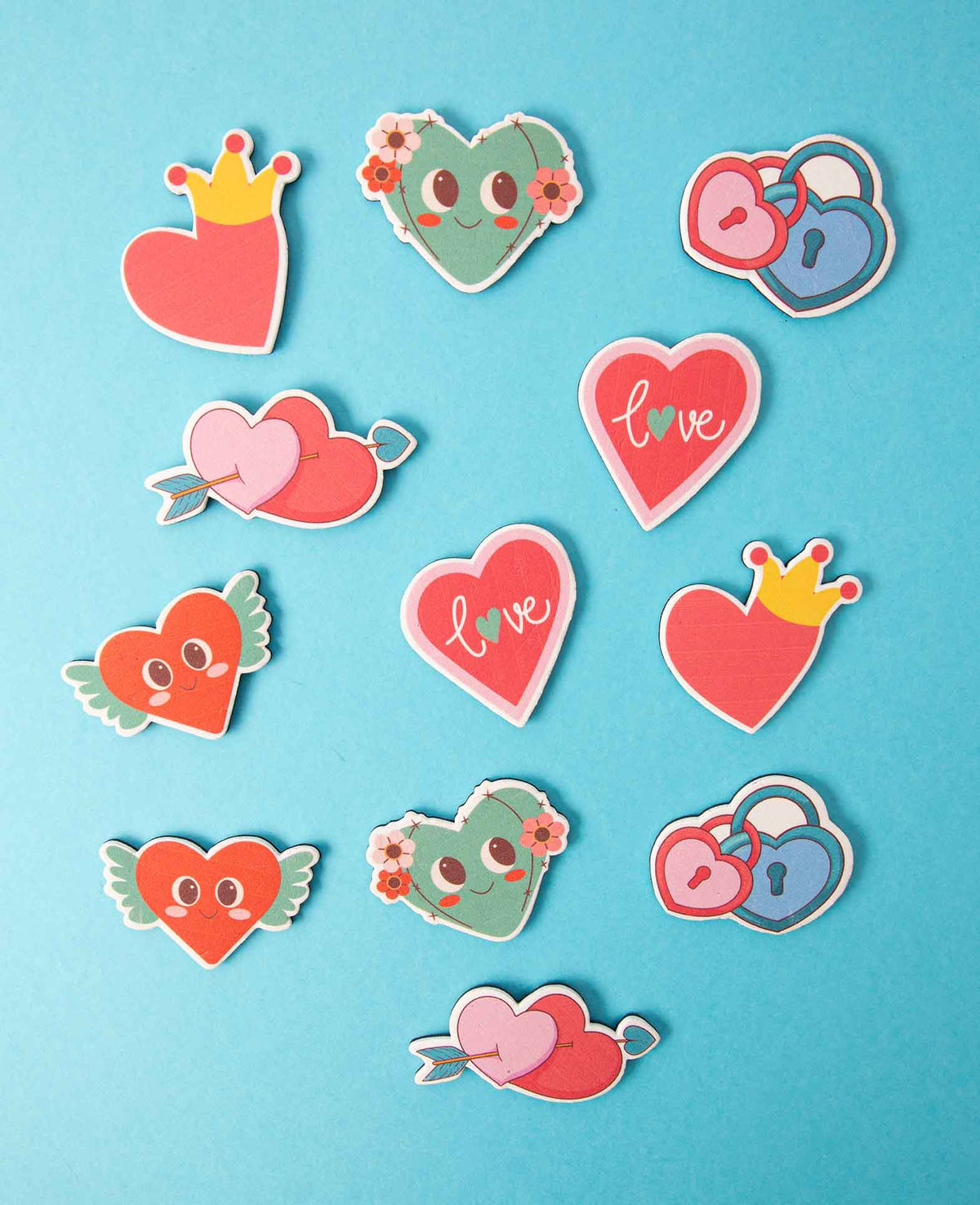 Aimants cœur, pour le bricolage, le jeu et la décoration, 12 pièces.