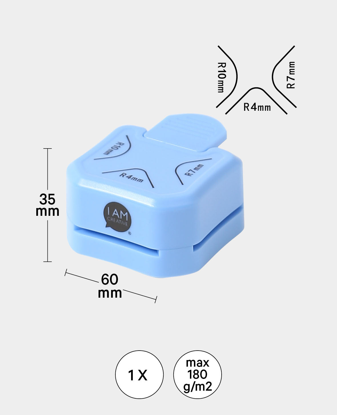 Corner rounder, 3 radii