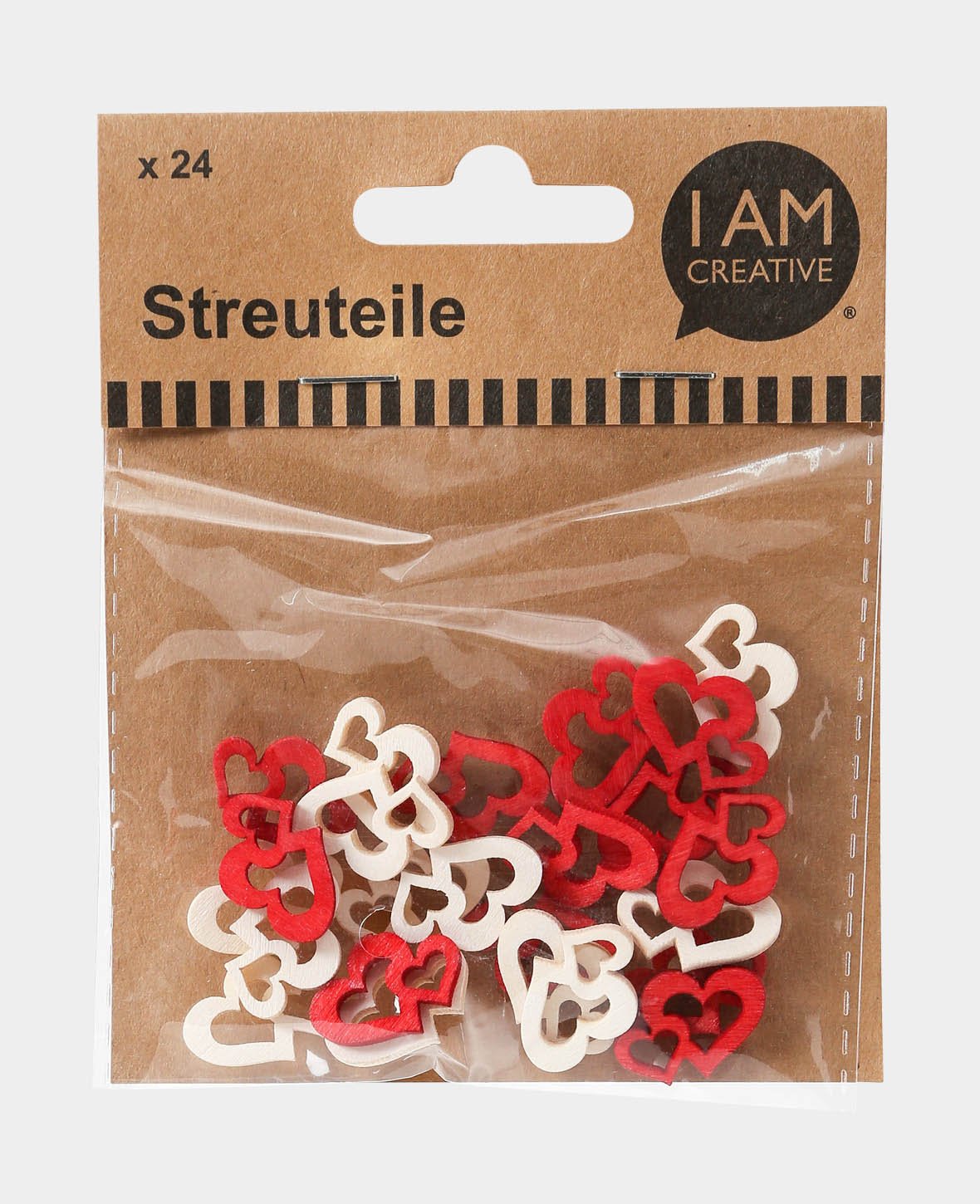 Streuteile Doppelherz rot, 24 Stk.