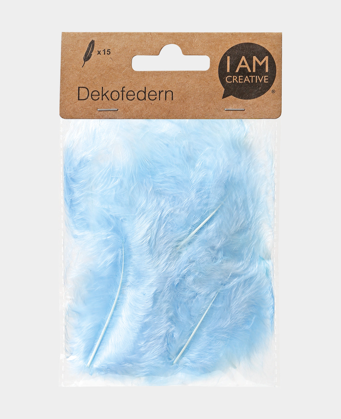 Decorative Feathers, Light Blue, 8 cm, 15 pcs.
