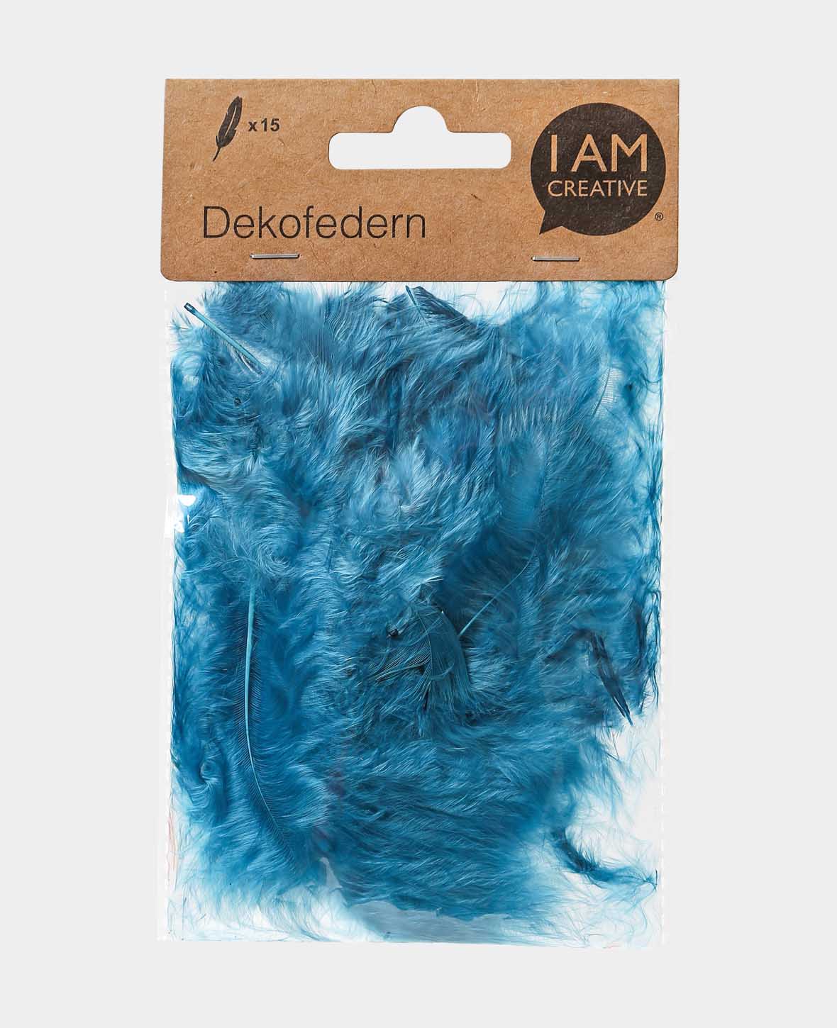 Decorative Feathers, Teal, 8 cm, 15 pcs.