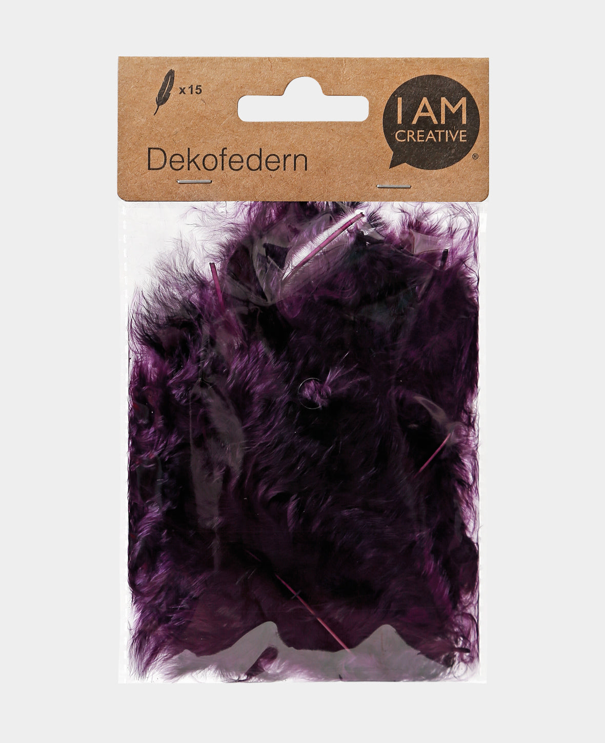 Decorative feathers, aubergine, 8 cm, 15 pcs.