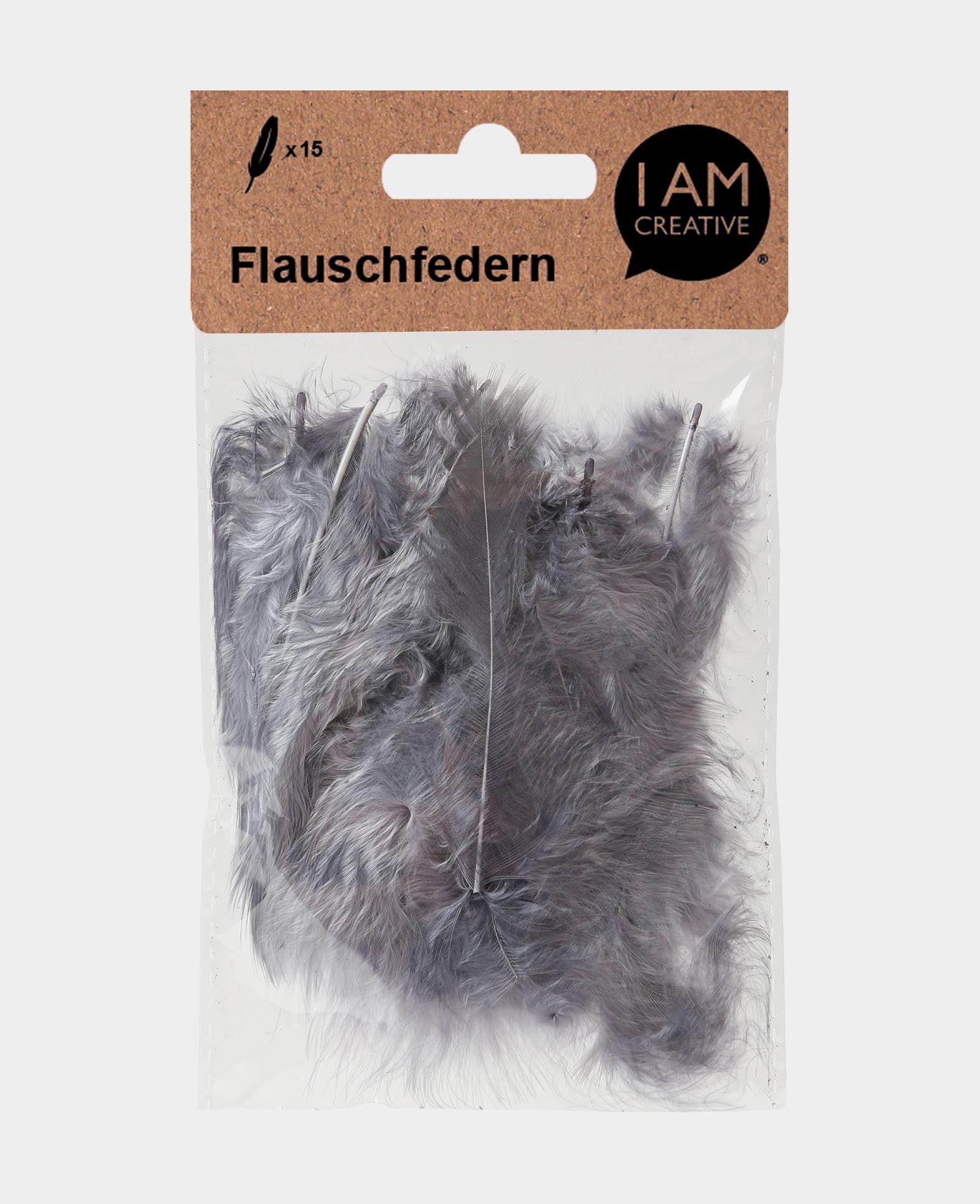 Decorative Feathers, Grey, 8 cm, 15 pcs.