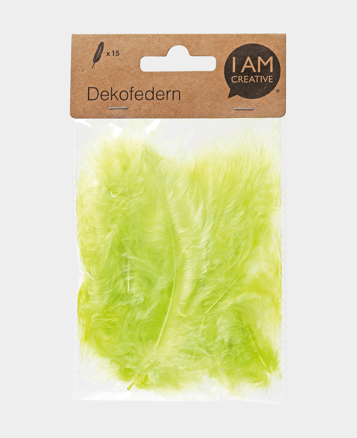 Plumes décoratives, vert clair, 8 cm, 15 p.