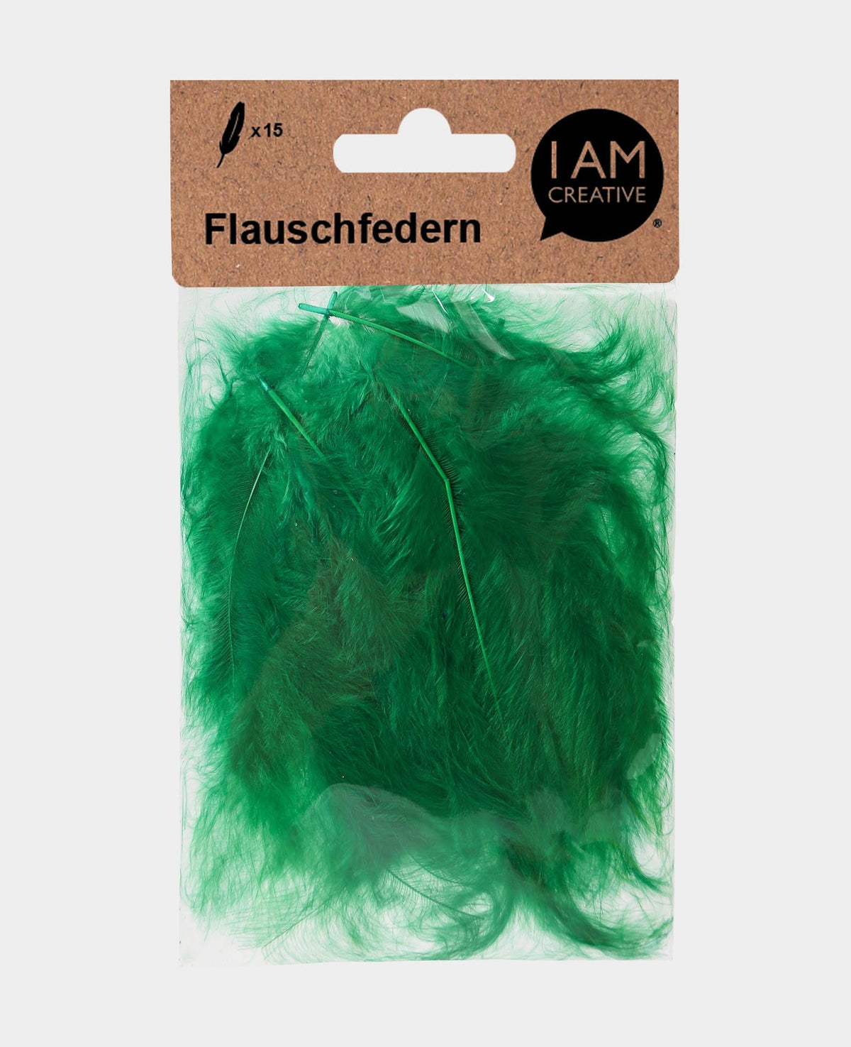 Decorative feathers, green, 8 cm, 15 pcs.
