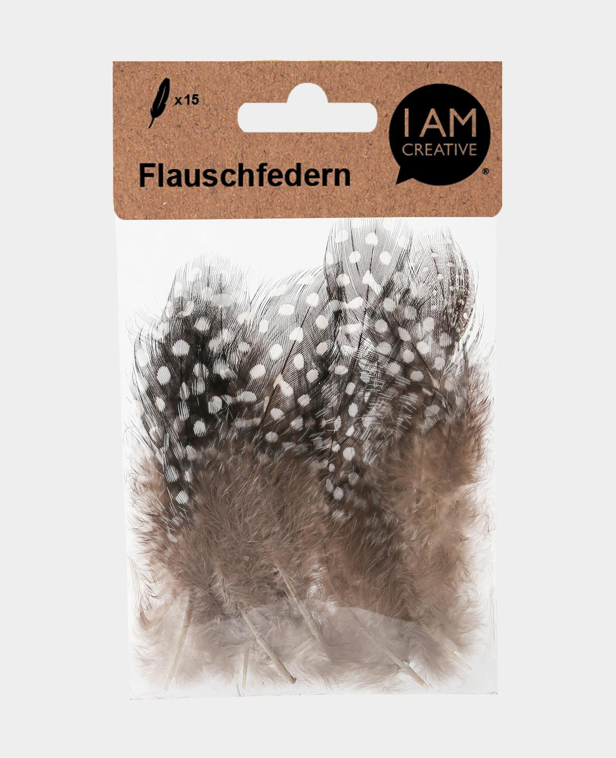 Plumes de pintade naturelles, 8 cm, 15 pces.
