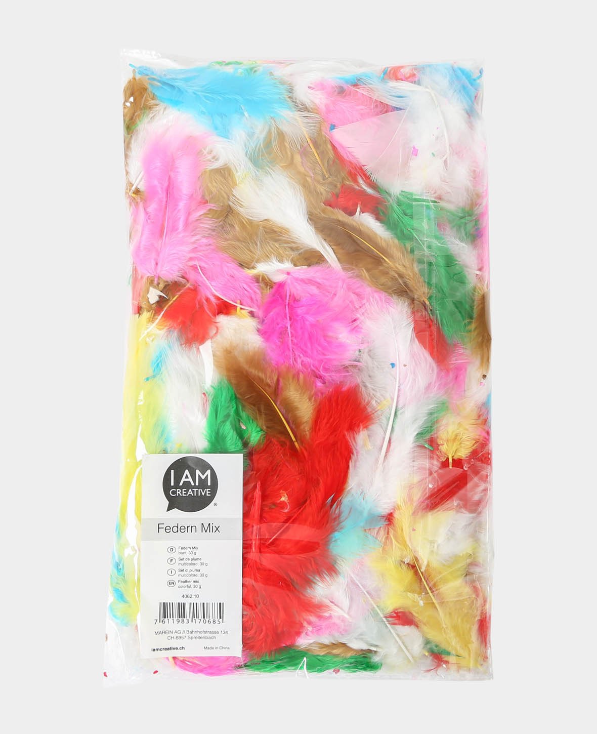 Decorative Feather Set Mix, colorful, 8-10 cm