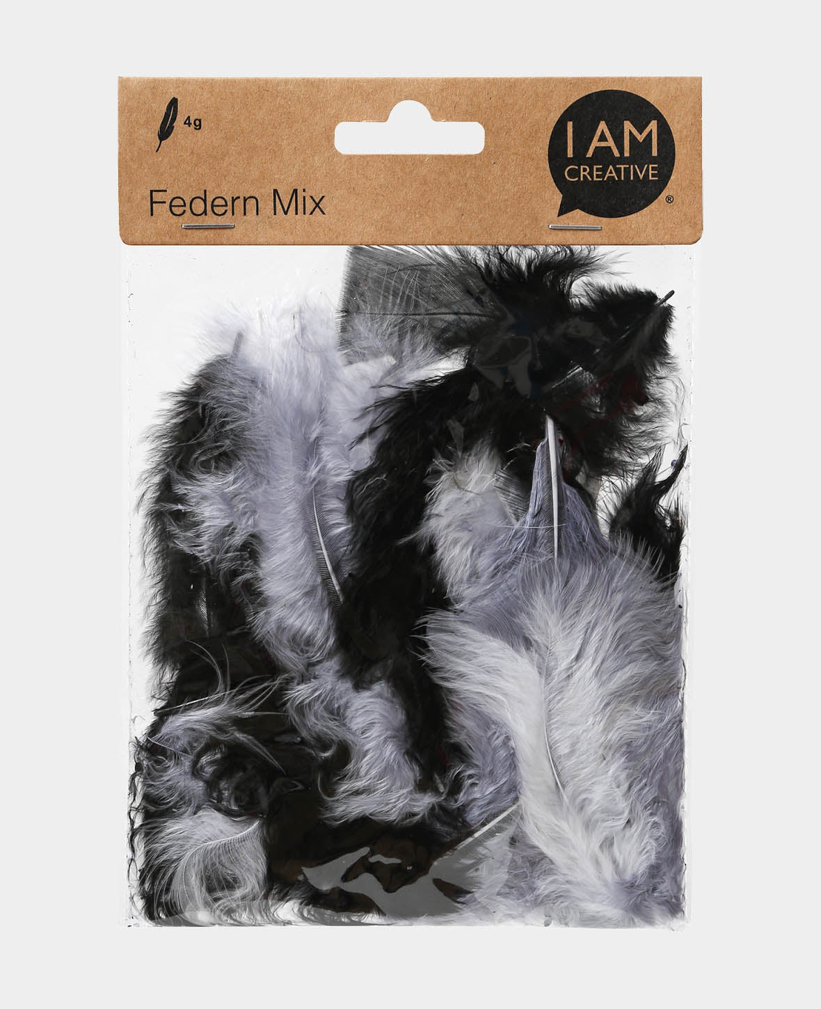 Feathers Mix 6 - 12 cm, black / grey / white