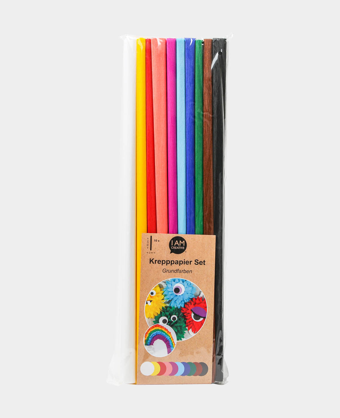 Crepe Paper Set, assorted colors, 50 x 200 cm, 10 pcs.