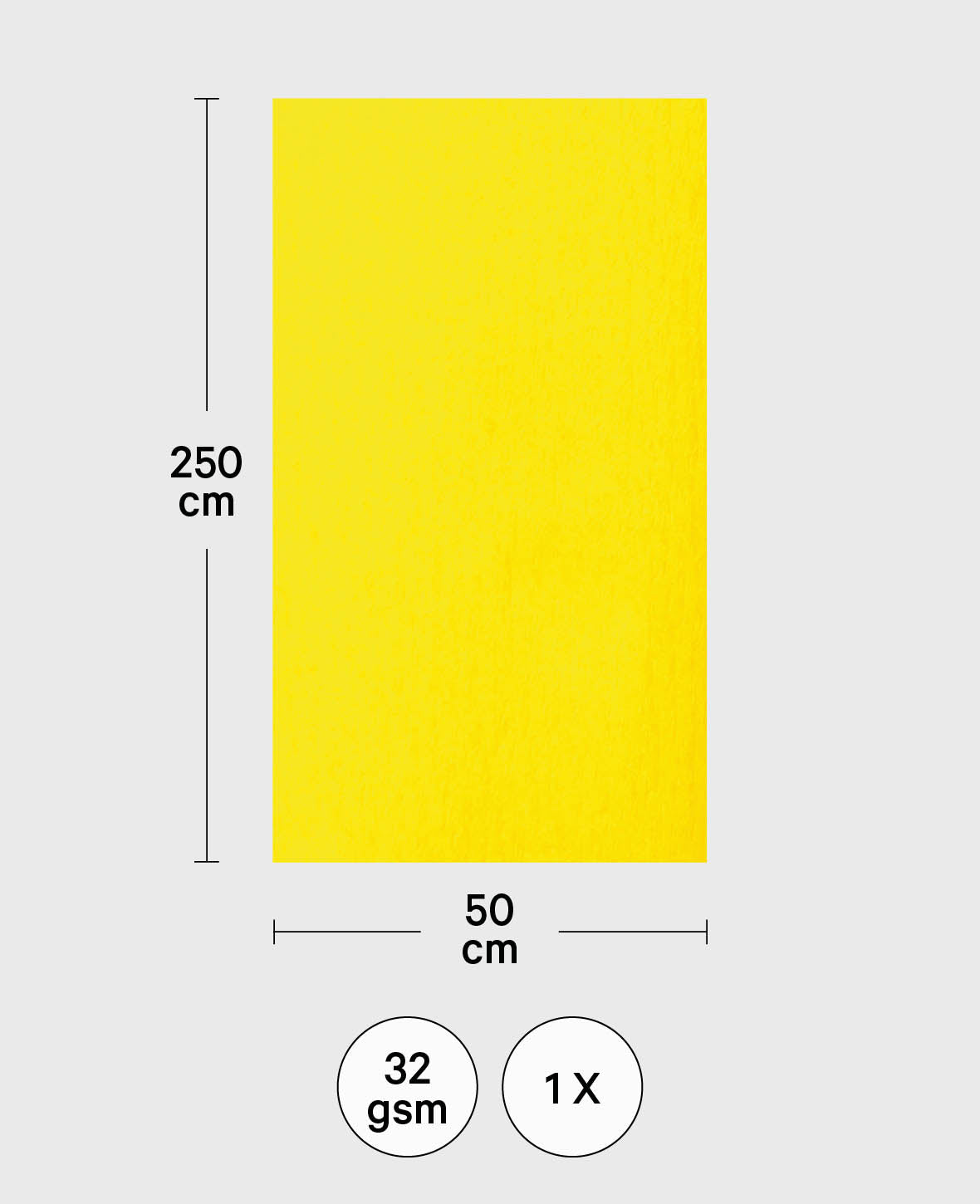 Crepe paper, Yellow, 50 x 250 cm