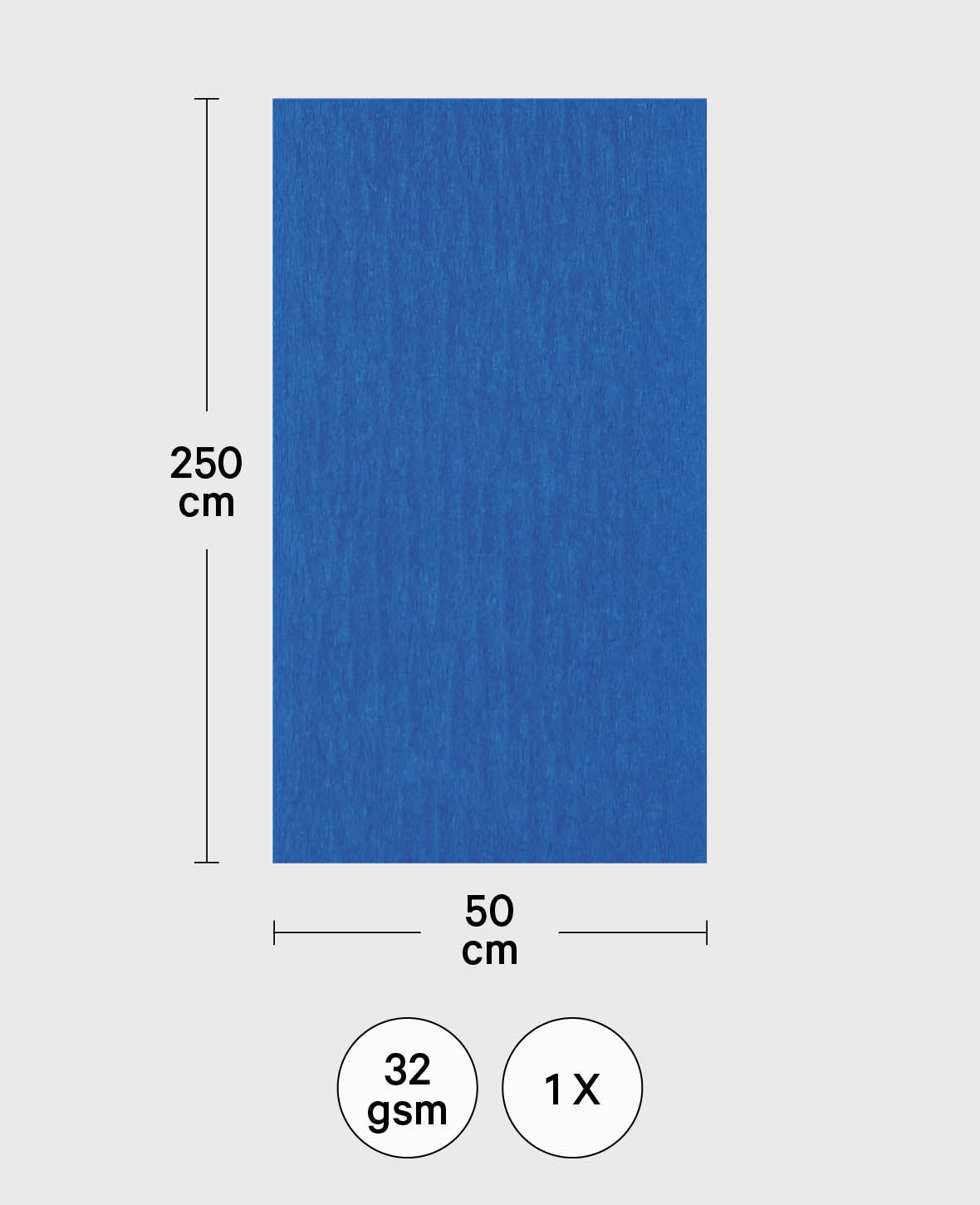 Papier crépon, bleu brillant, 50 x 250 cm