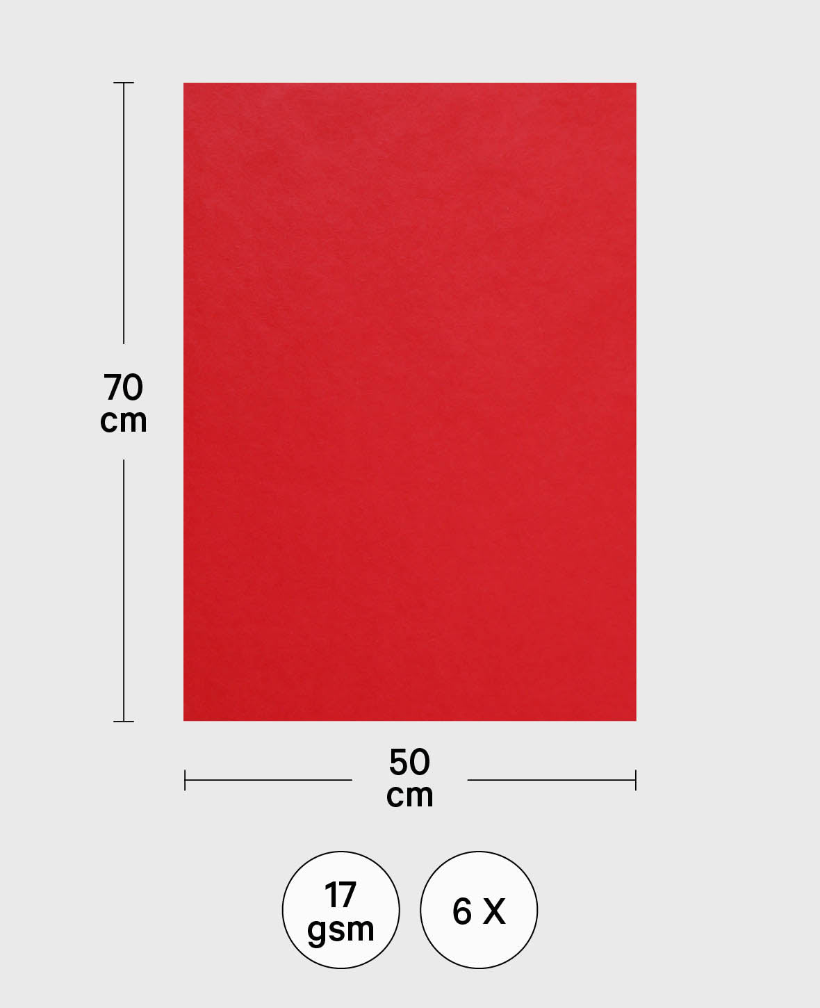 Blumenseide, Seidenpapier, Rot, 50 x 70 cm, 6 Bögen, 17 g/m²