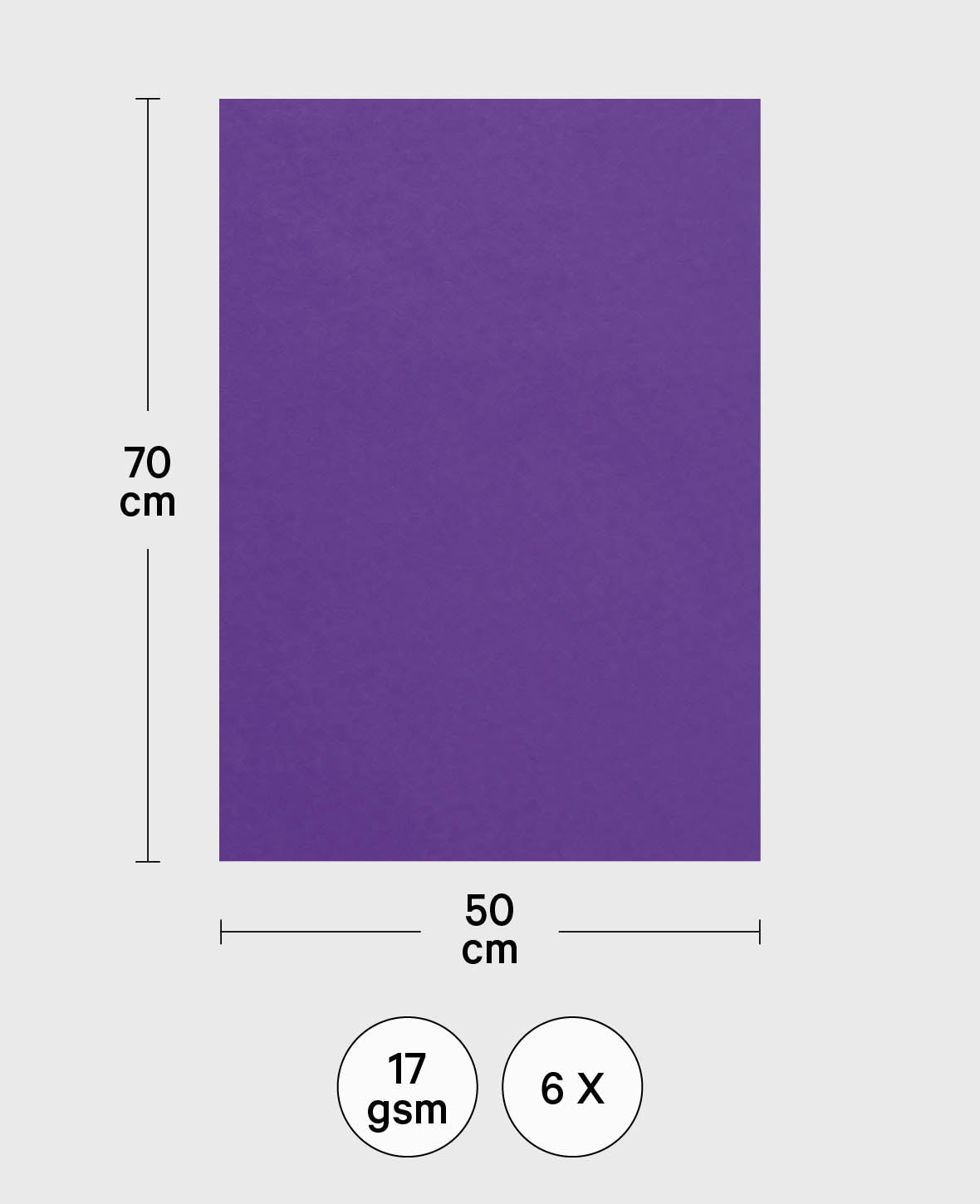 Blumenseide, Seidenpapier, Violett, 50 x 70 cm, 6 Bögen, 17 g/m²