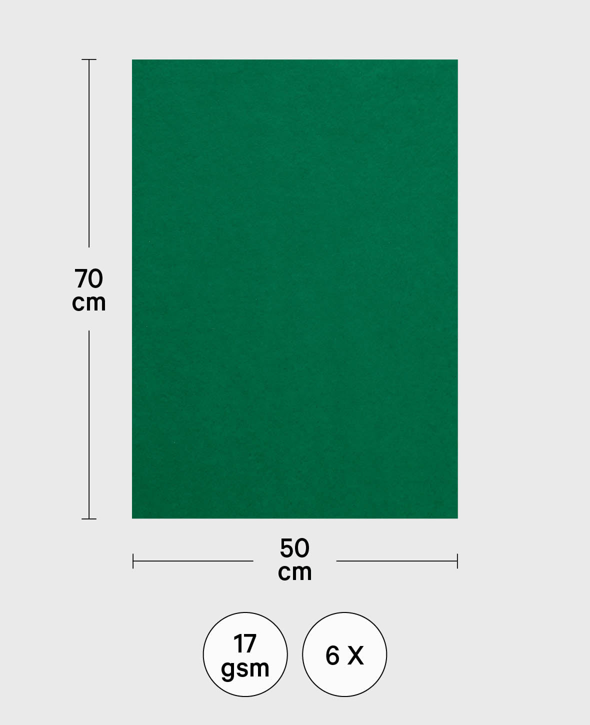 Papier de soie, papier de soie, vert foncé, 50 x 70 cm, 6 feuilles, 17 g/m²