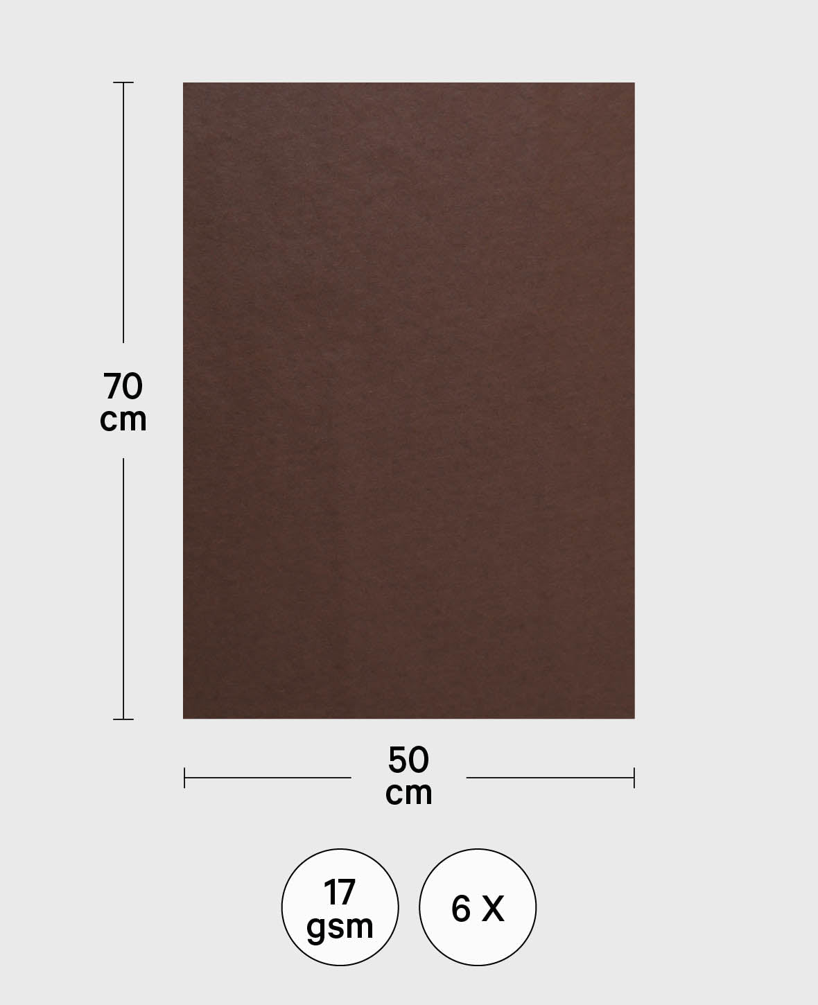 Blumenseide, Seidenpapier, Braun, 50 x 70 cm, 6 Bögen, 17 g/m²