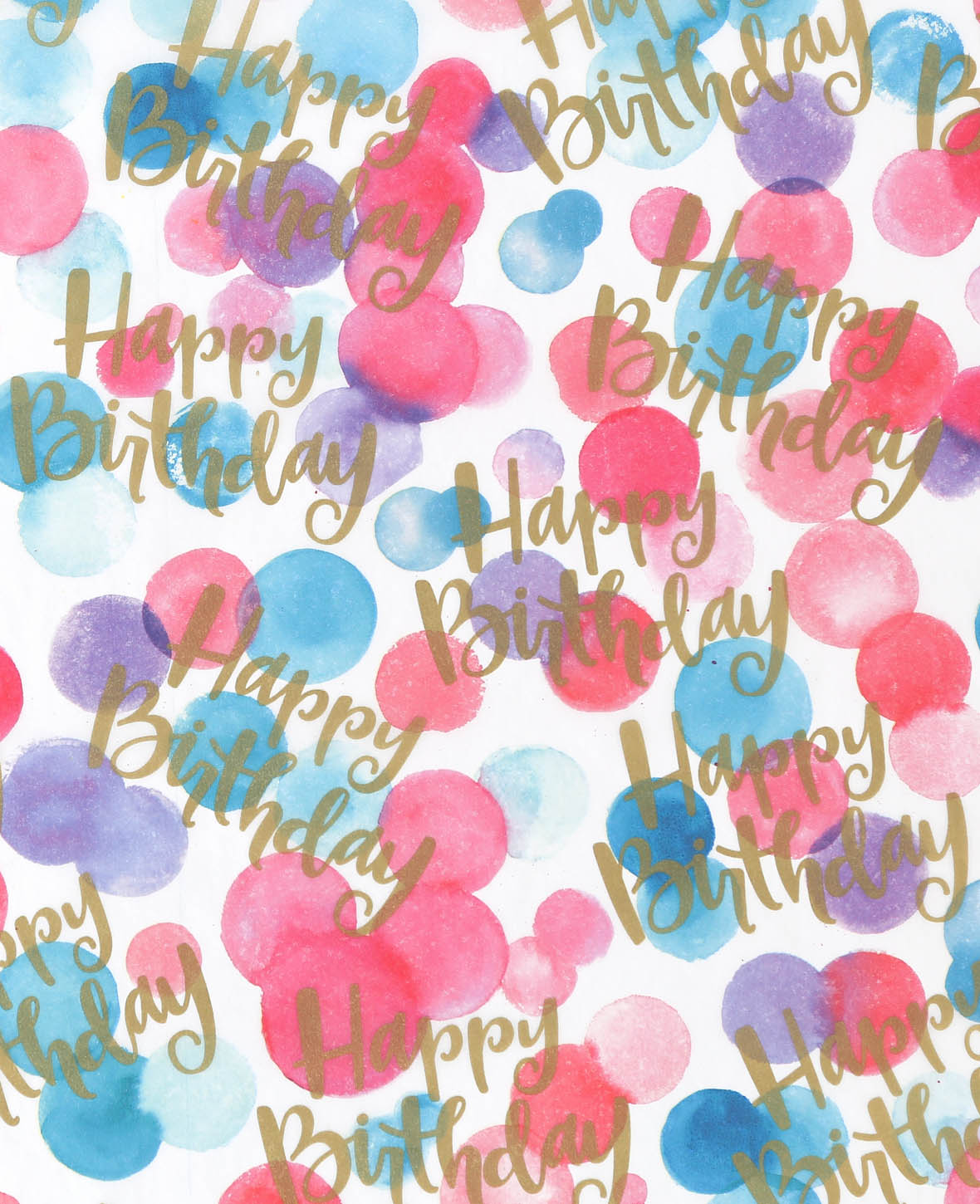 Blumenseide, Seidenpapier mit farbigem Happy Birthday Print, 50 x 70 cm, 6 Bögen, 17 g/m²