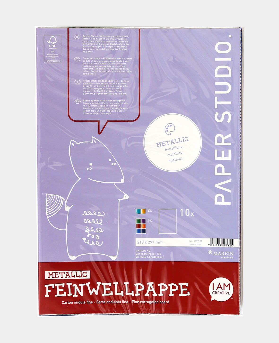 Feinwellpappe A4, 10 Blatt, Metallic