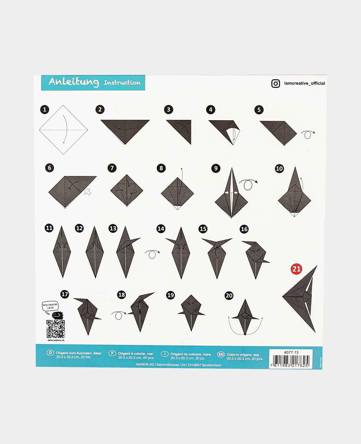 Faltblätter / Origami Papier Meer, 20.3 x 20.3 cm, 20 Bögen