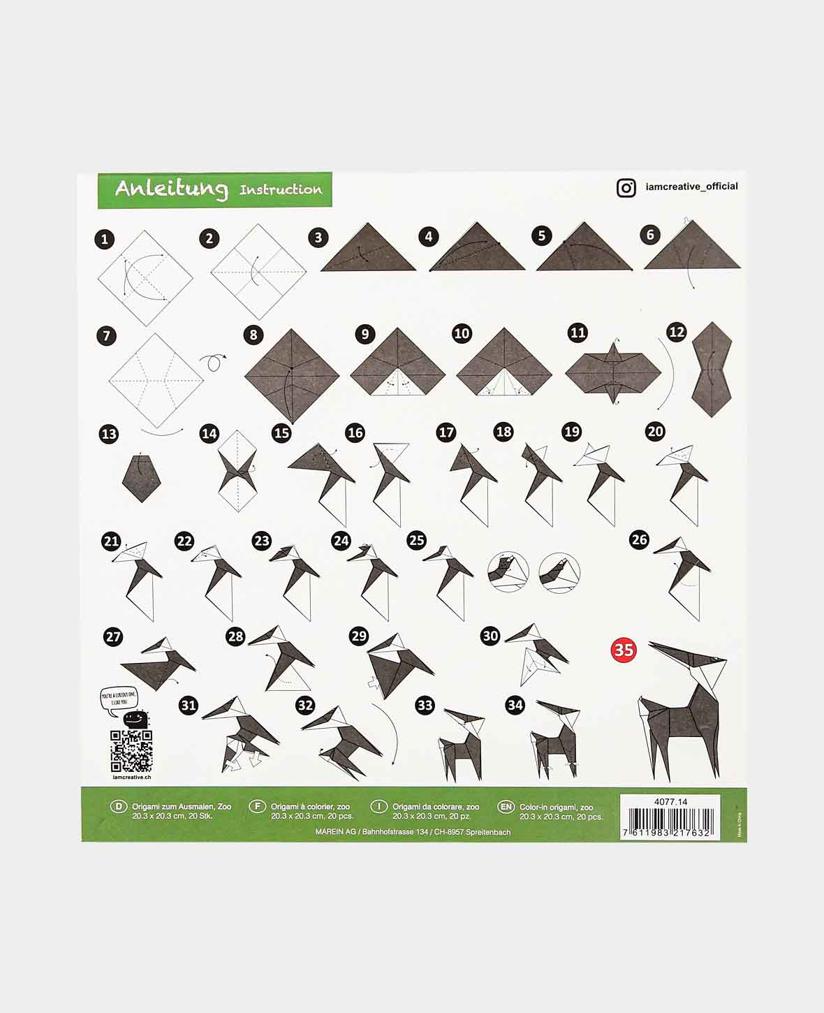 Faltblätter / Origami Papier Zoo, 20.3 x 20.3 cm, 20 Bögen
