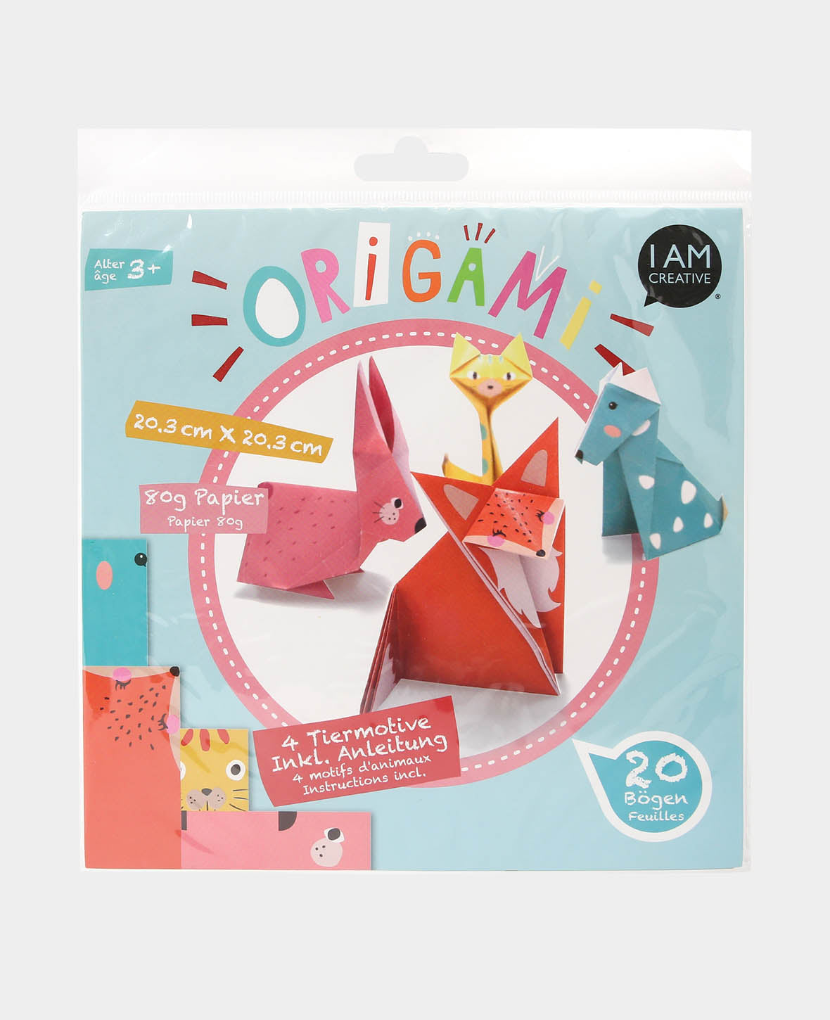 Origami Paper Animals, 20 x 20 cm, 20 sheets