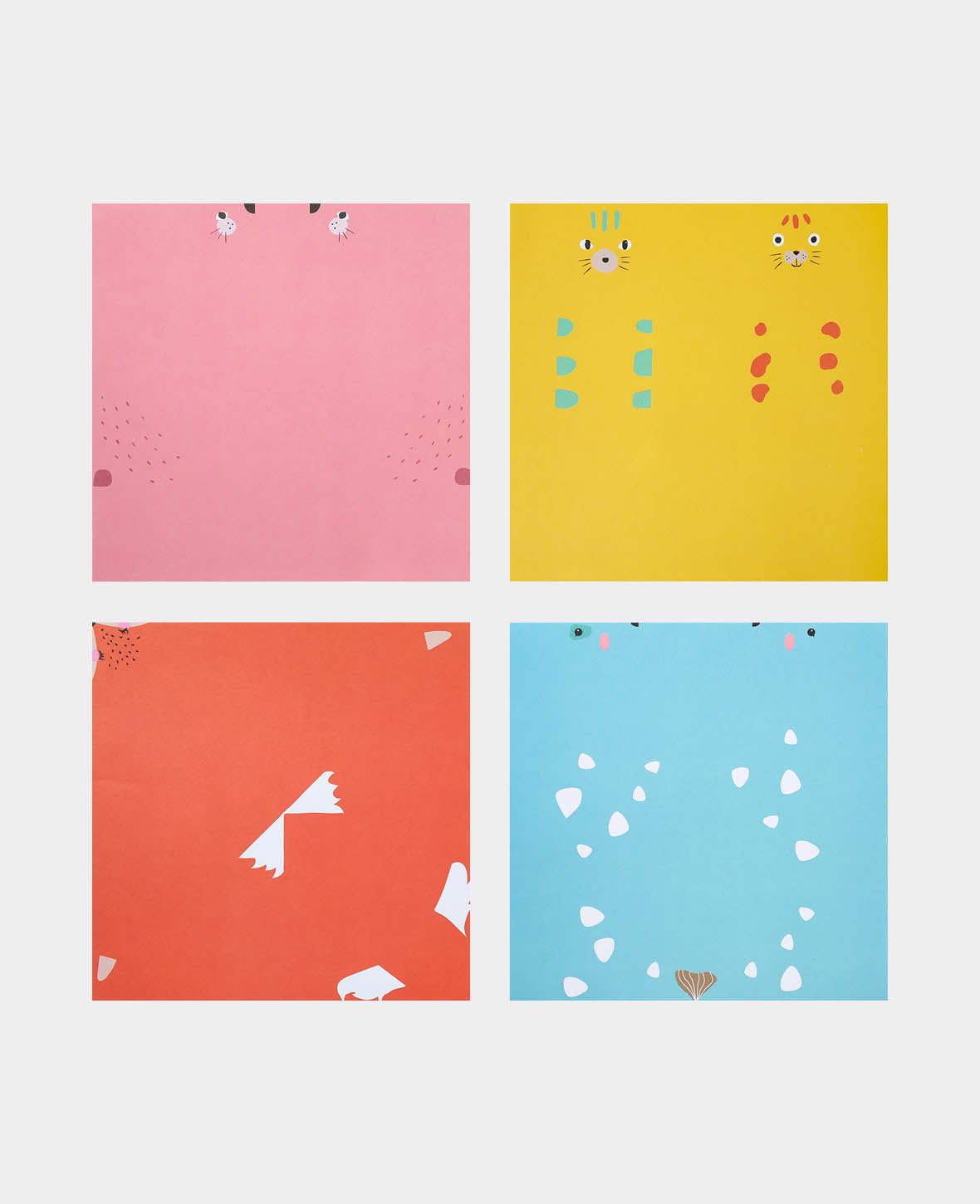Feuilles pliées / Animaux en papier origami, 20 x 20 cm, 20 feuilles