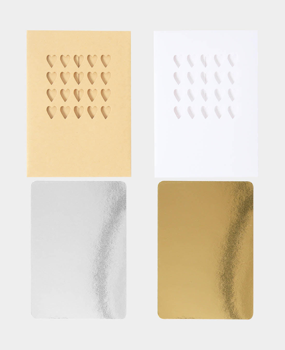 Jeu de cartes Cœurs, Beige & Blanc, 8 x 11.5 cm & 8.5 x 12 cm, 8 p.