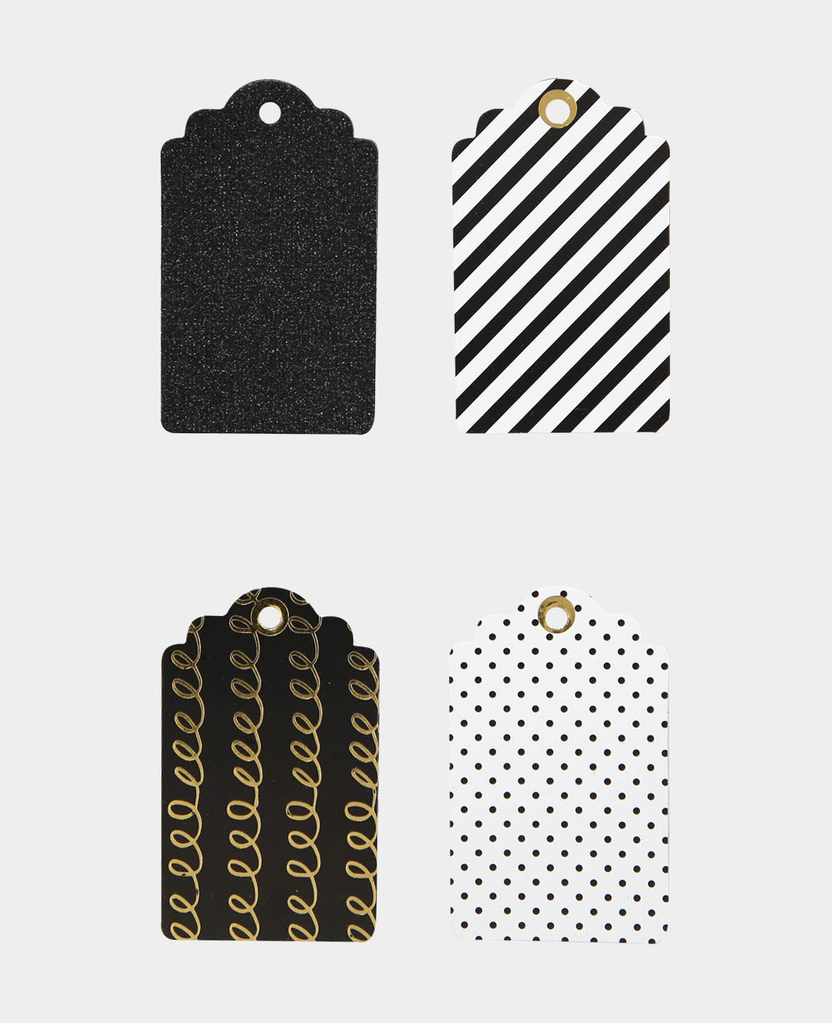 Geschenkanhänger, Schwarz & Weiss, 43 x 70 mm, 4 Designs, 12 Stk.