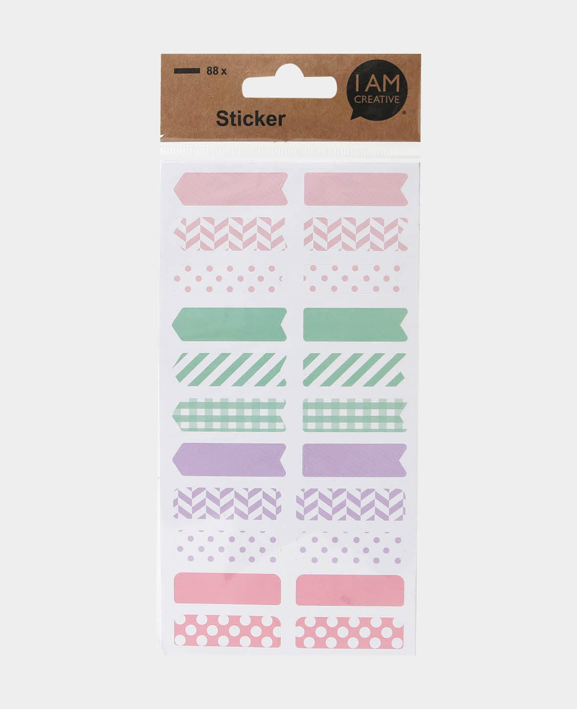 Stickerbogen mit 22 Klebern in Pastelltönen, ca. 1.1 x 4 cm, 88 Stk.