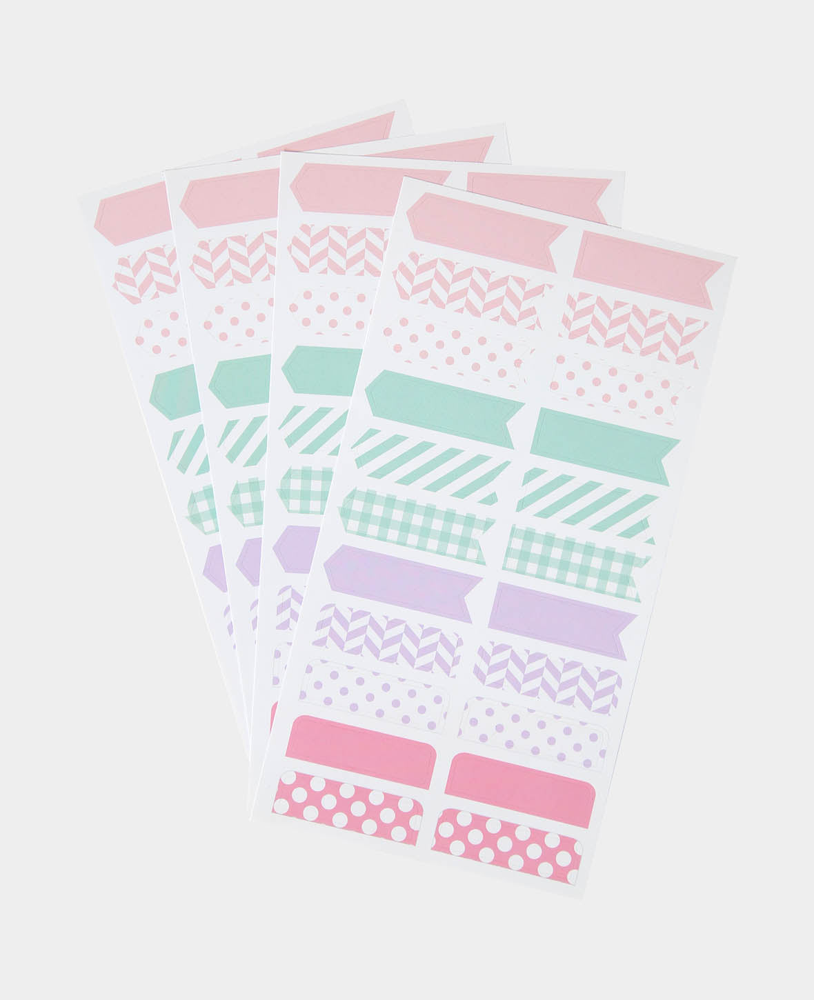 Stickerbogen mit 22 Klebern in Pastelltönen, ca. 1.1 x 4 cm, 88 Stk.