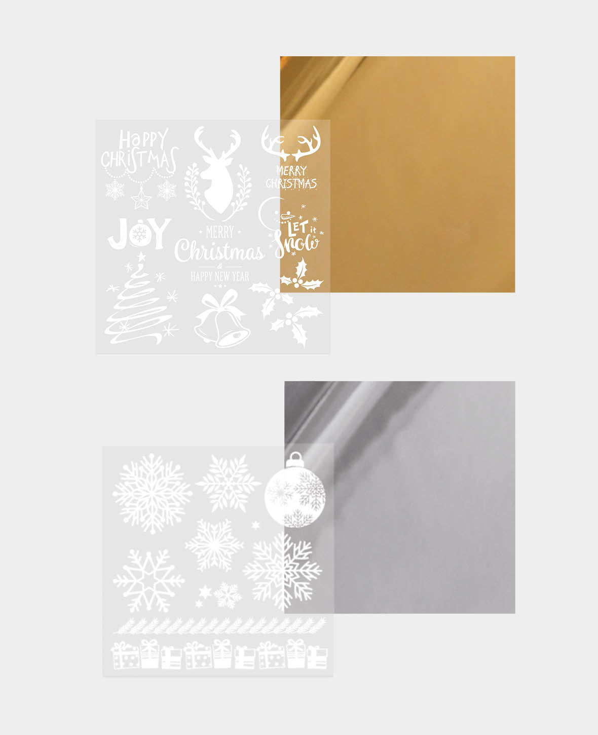Autocollants de transfert X Mas, or / argent