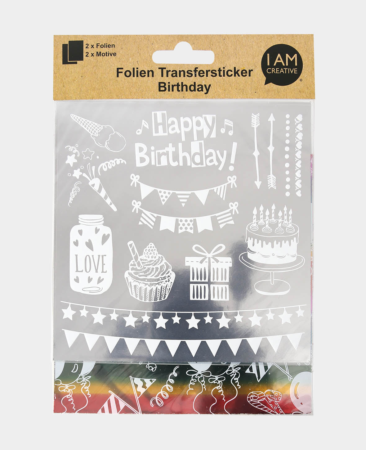 Stickers de transfert à chaud Anniversaire, argent / multicolore