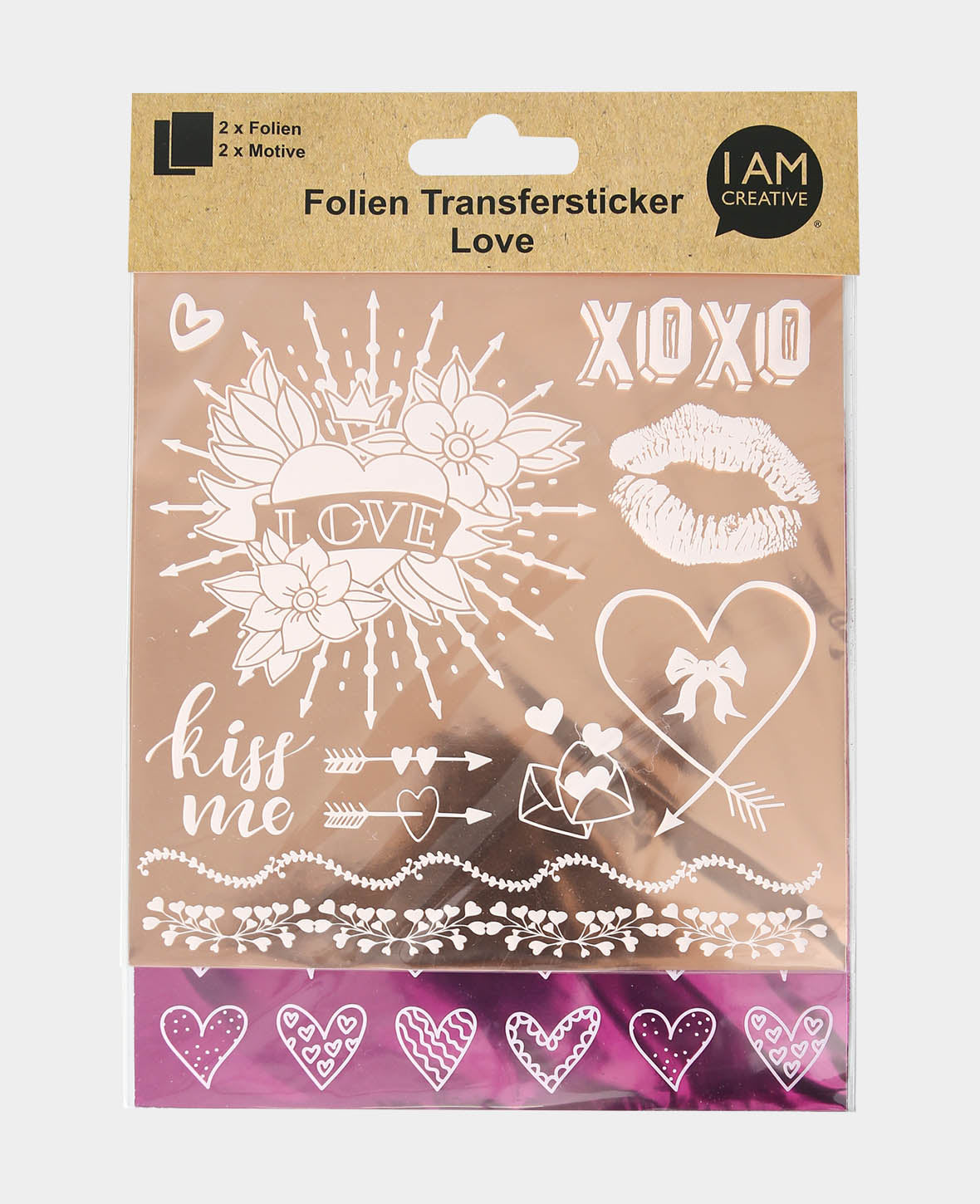 Foil Transfer Sticker Love, Rose / Pink