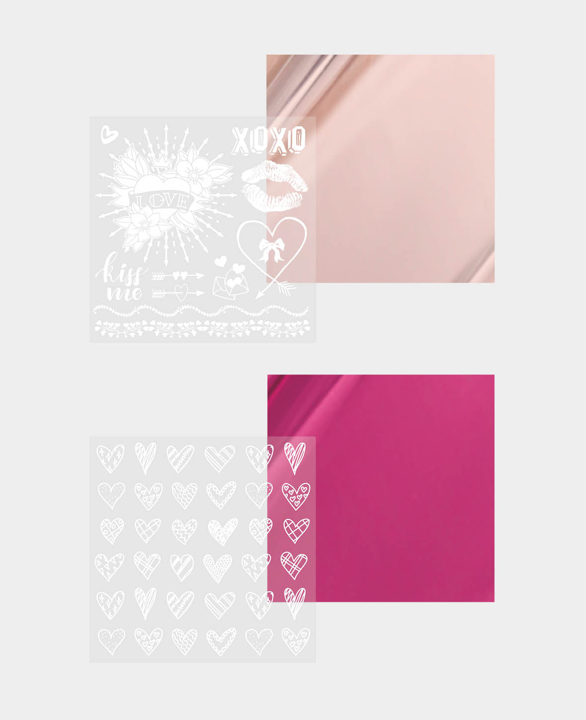 Foil Transfer Sticker Love, Rose / Pink