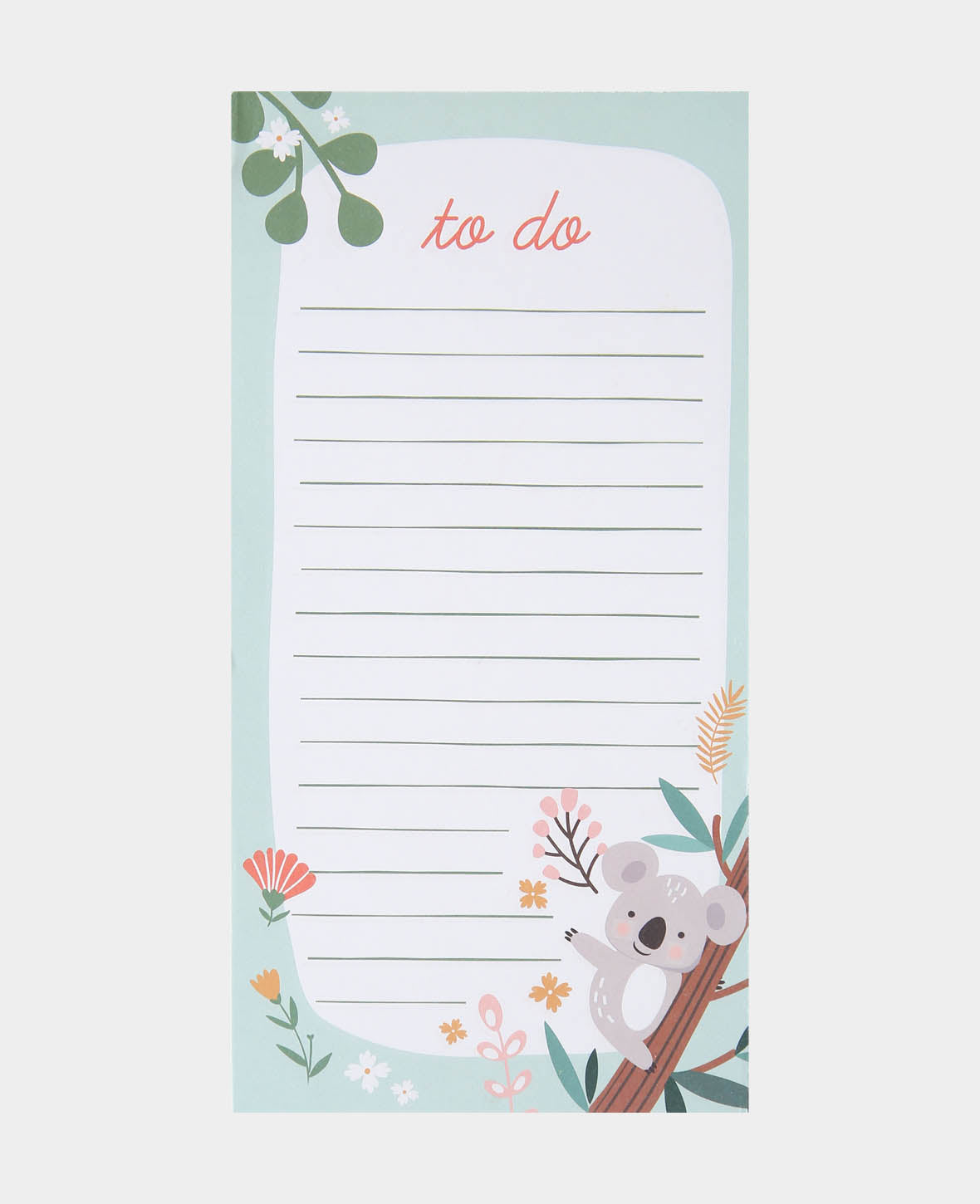 Papierblock To Do, Notizblock mit 65 linierten Blättern zum Abreissen mit kleinem Koala Bären, 10.5 x 20.7 cm, 65 Blatt