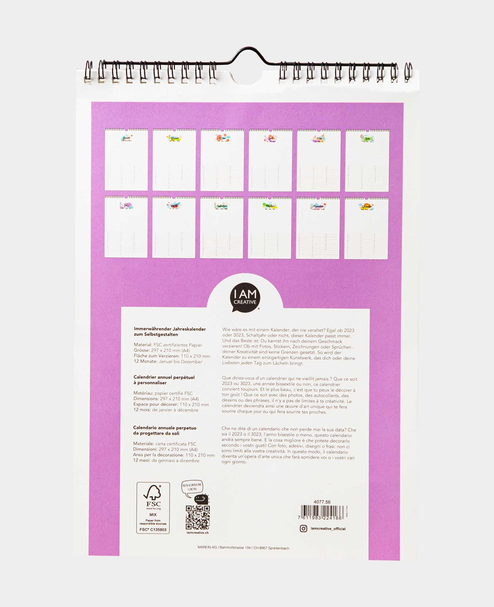 Kalender zum Basteln, 297 x 210mm (A4), weiss, 1 Stk.